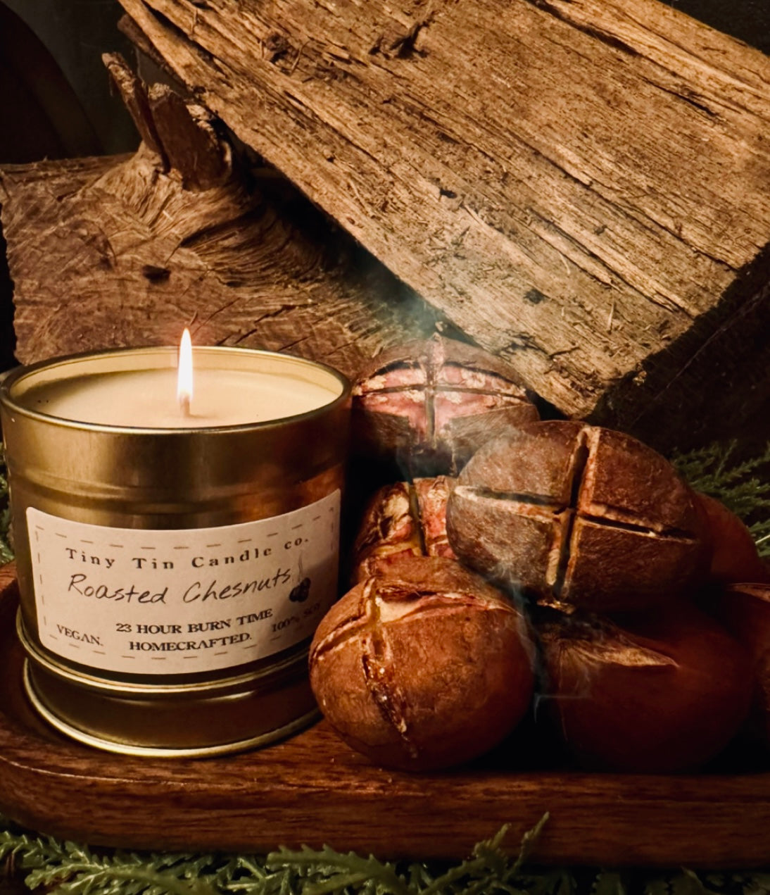 Roasted Chesnuts 100ml Soy Tin Christmas Candle