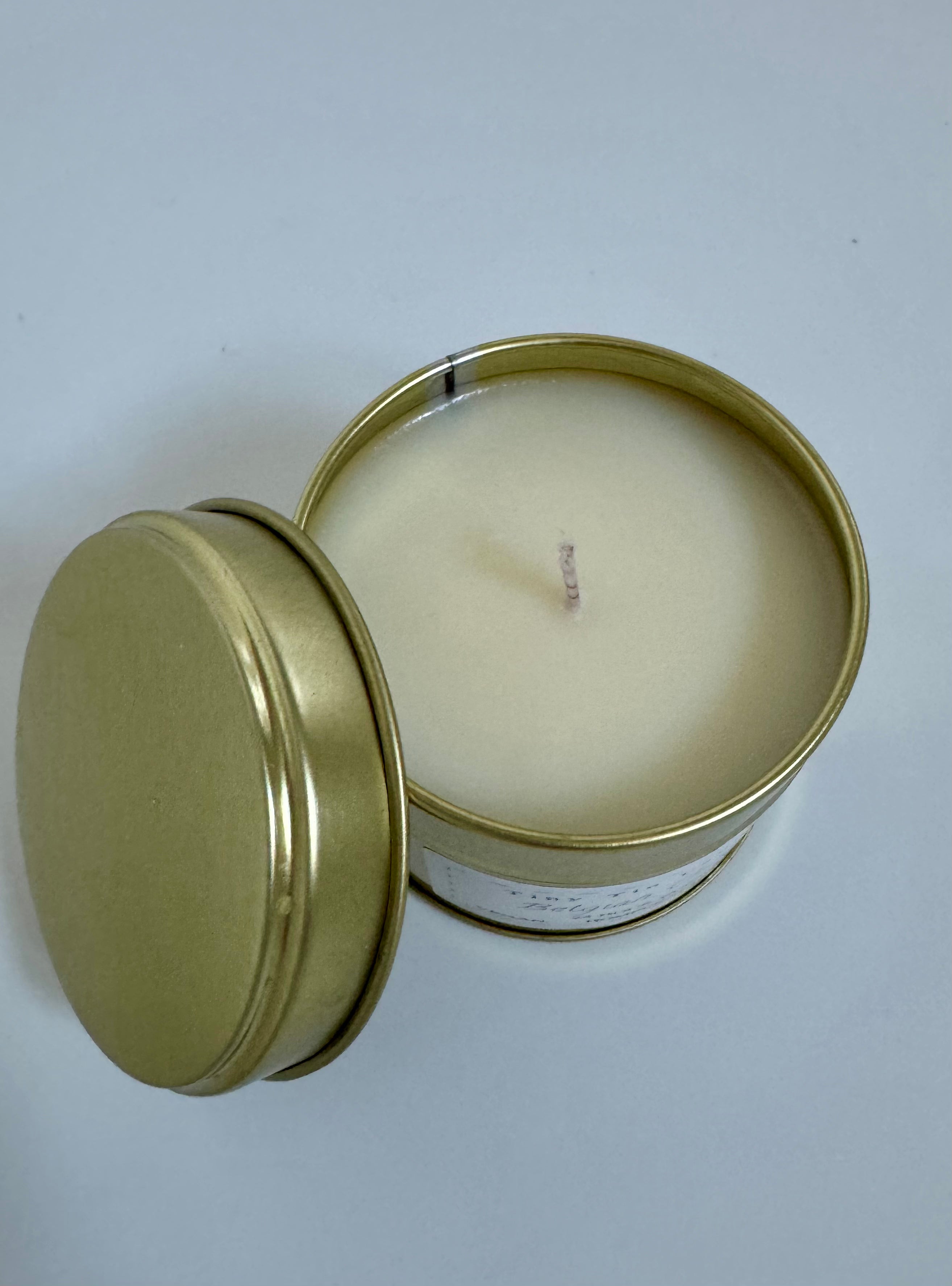 Homemade Candle Belgian Chocolate Soy Candle 100ml, top of candle and lid 