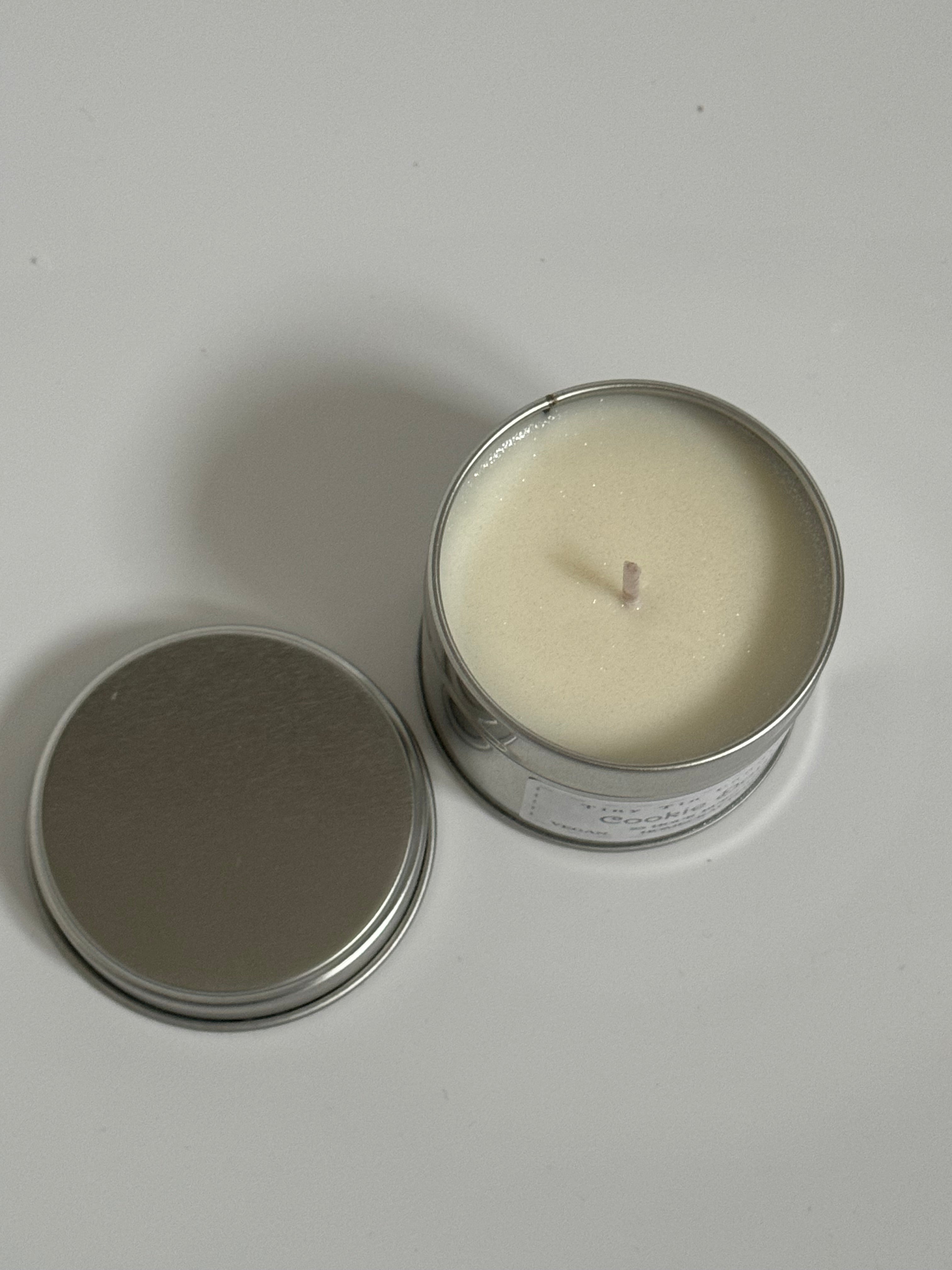 Homemade Candle Cookie Dough Soy Tin Candle 100ml, top of candle