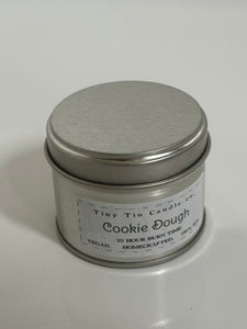 Homemade Candle Cookie Dough Soy Tin Candle 100ml, front of candle with lid on