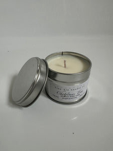 Handmade Candle Christmas Tree 100ml Soy Tin Candle. Front and top of candle on display