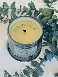 Personalised Secret Message Soy Wax Candle - 250ml Silver Tin, Vegan Friendly