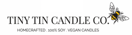 Tiny Tin Candle Co. Homemade candle companies logo, vegan and soy candles