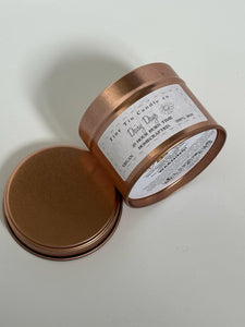 Homemade Candle Daisy Days Soy Tin Candle 100ml. Side and Bottom of candle