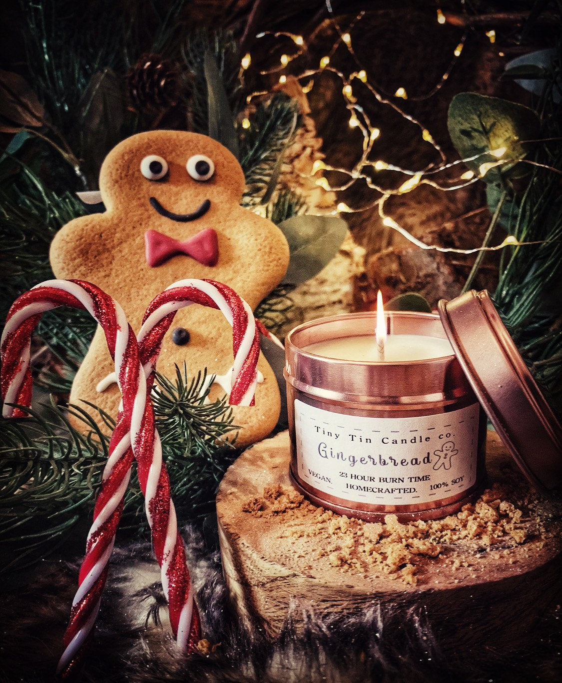 Gingerbread Soy Wax Candle - 100ml Tin | Christmas Scent | Long-Lasting, Vegan-Friendly Handmade Candle | Holiday Gift