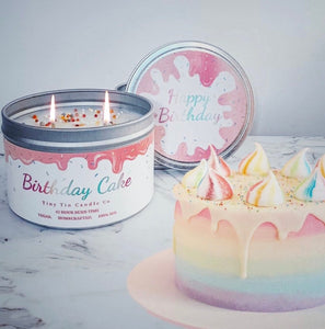 Birthday Cake Candle - 100ml Tin | Sweet & Joyful Scent | Handmade Soy Candle | Perfect Birthday Gift