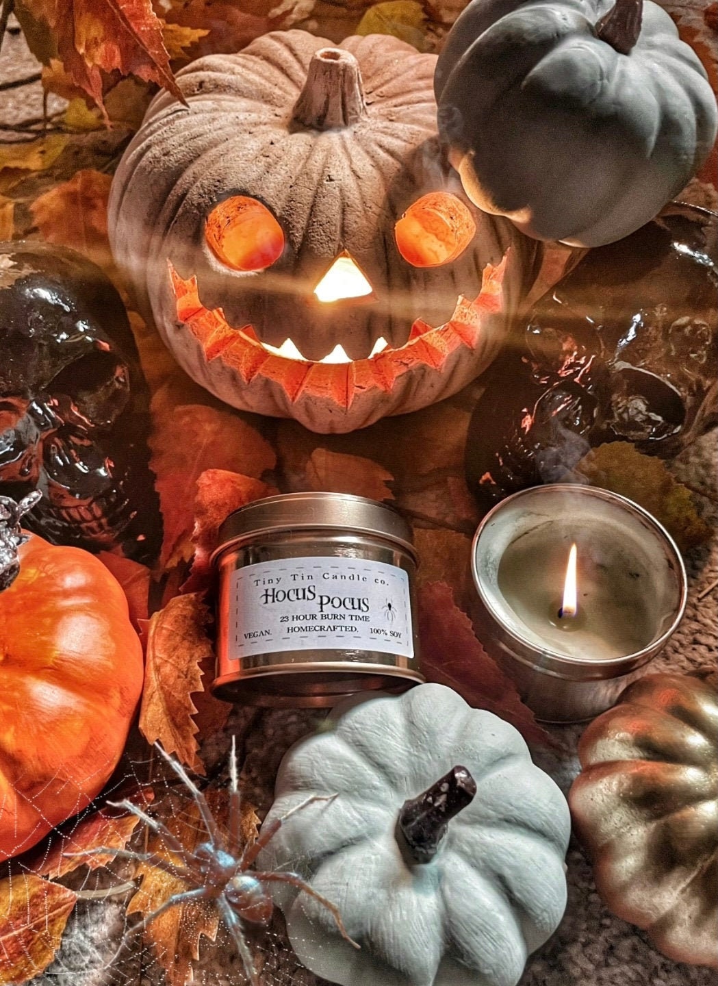 Hocus Pocus Candle - 100ml Tin | Rich & Spicy Halloween Scent | Handmade Soy Candle | Perfect Halloween Gift