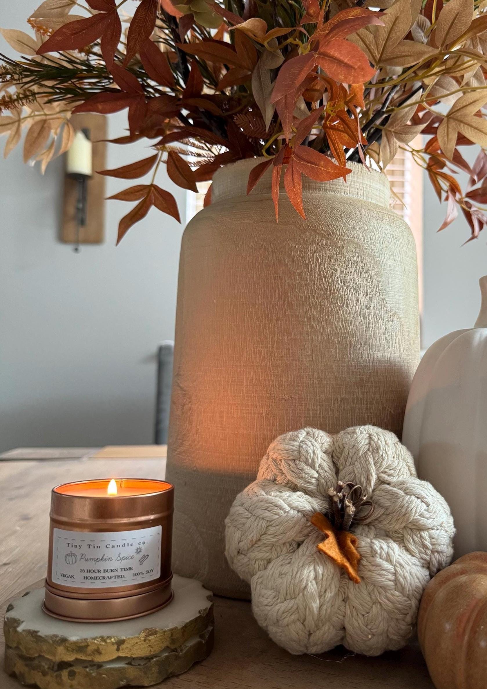 Pumpkin Spice Candle | 100ml Soy Wax Tin | Autumn Scent | Vegan & Eco-Friendly Gift Idea for Home Decor