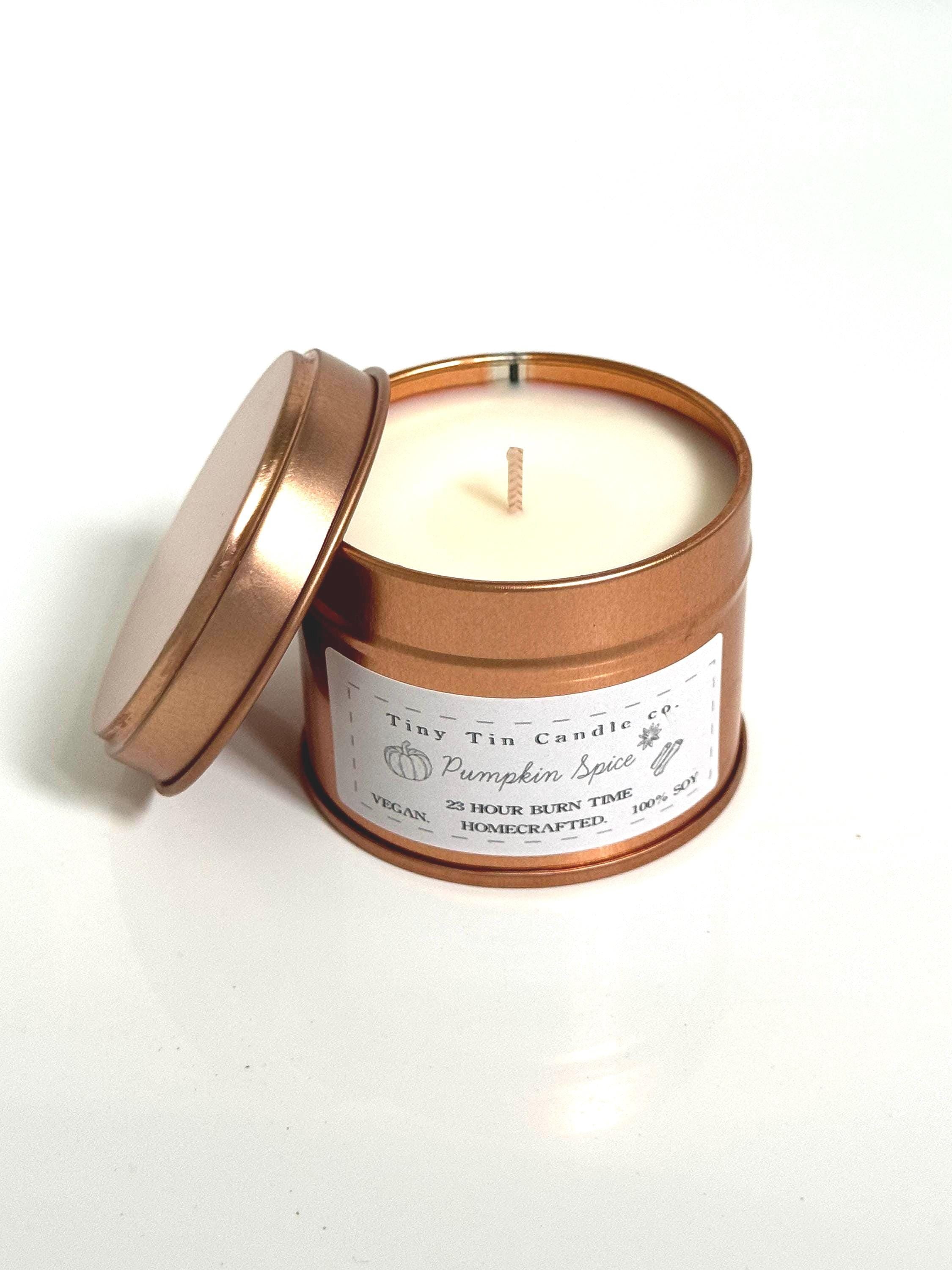 Pumpkin Spice Candle | 100ml Soy Wax Tin | Autumn Scent | Vegan & Eco-Friendly Gift Idea for Home Decor