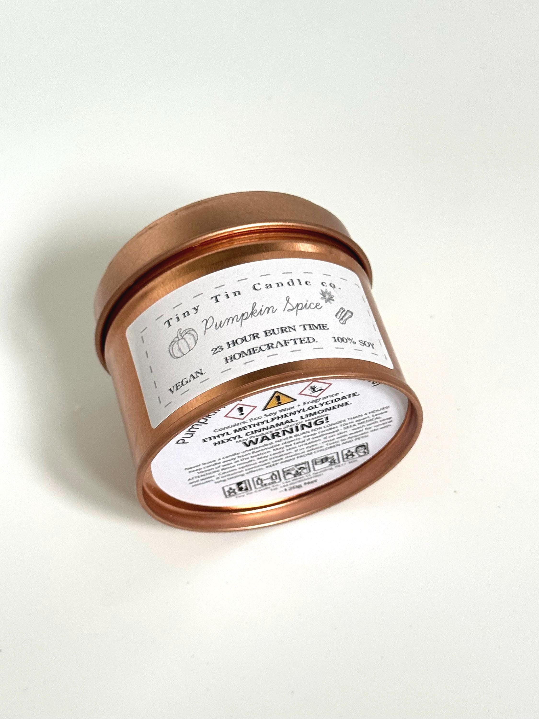 Pumpkin Spice Candle | 100ml Soy Wax Tin | Autumn Scent | Vegan & Eco-Friendly Gift Idea for Home Decor
