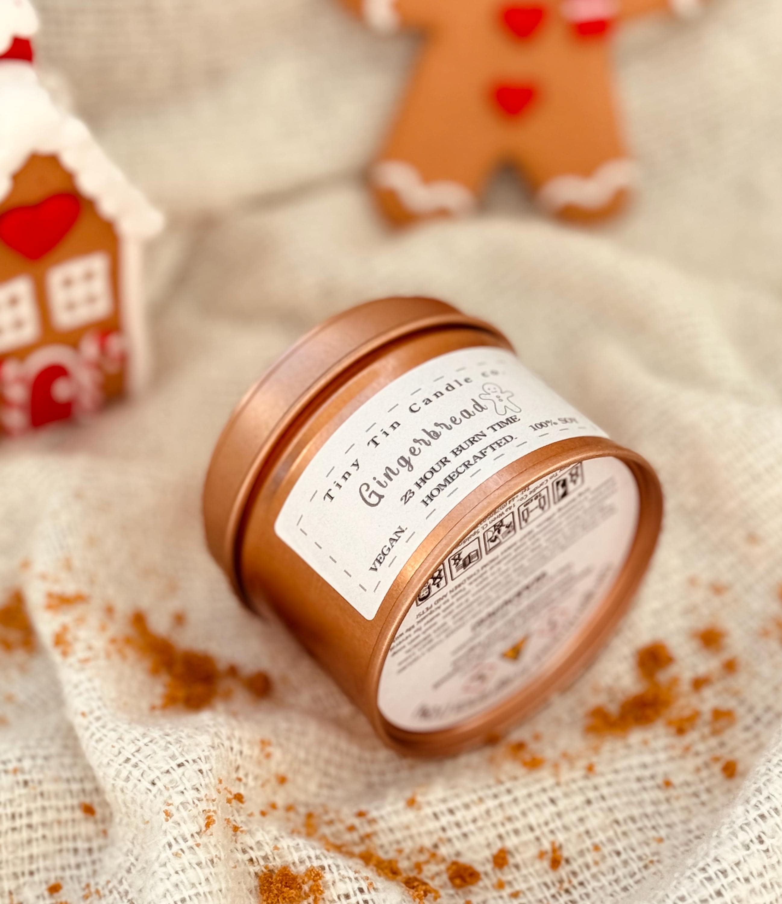 Gingerbread Soy Wax Candle - 100ml Tin | Christmas Scent | Long-Lasting, Vegan-Friendly Handmade Candle | Holiday Gift