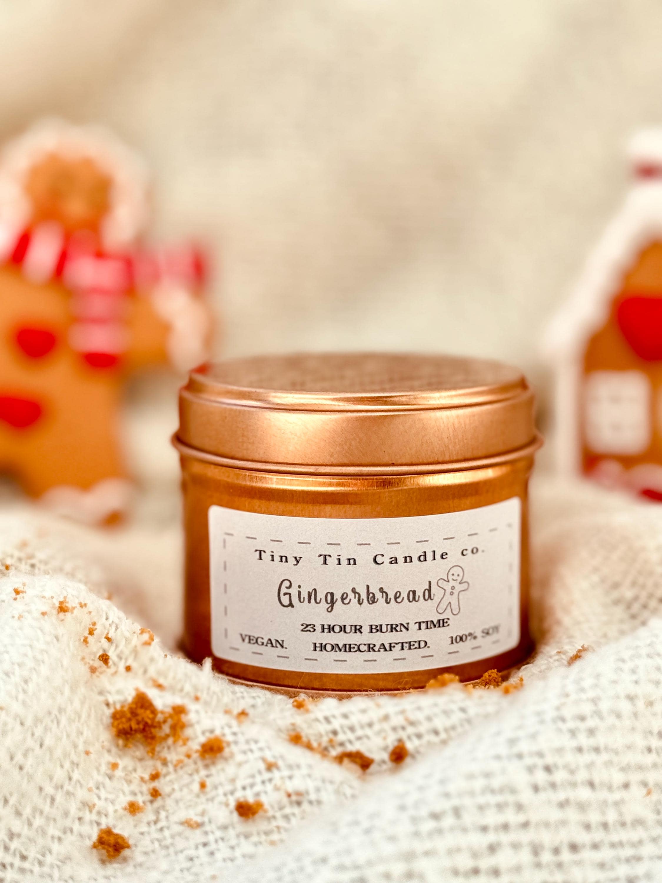 Gingerbread Soy Wax Candle - 100ml Tin | Christmas Scent | Long-Lasting, Vegan-Friendly Handmade Candle | Holiday Gift