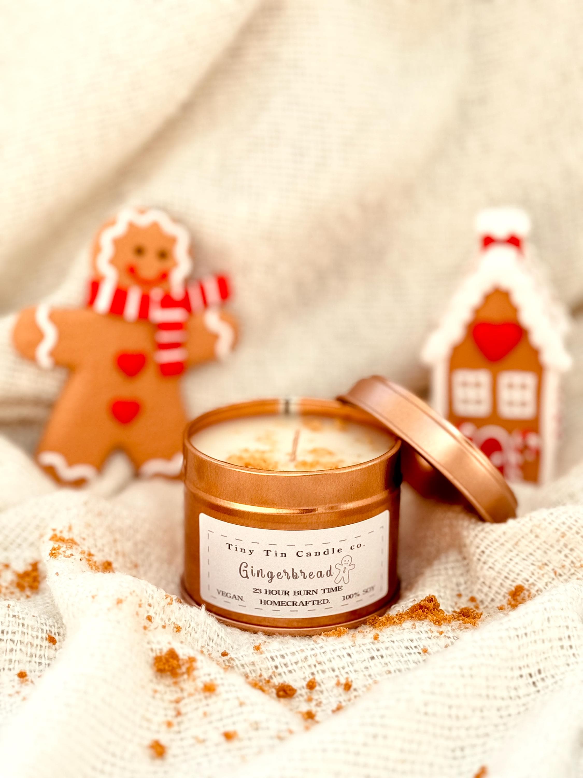 Gingerbread Soy Wax Candle - 100ml Tin | Christmas Scent | Long-Lasting, Vegan-Friendly Handmade Candle | Holiday Gift