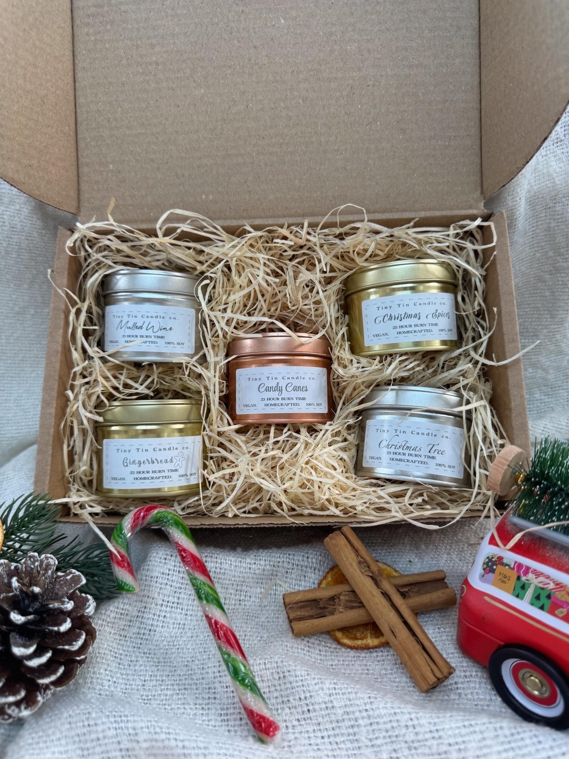 5 Christmas Candle Gift Set | Soy Candles in Festive Scents | Holiday Gift Hamper | Vegan & Hand-Poured Candles | Perfect Christmas Gift