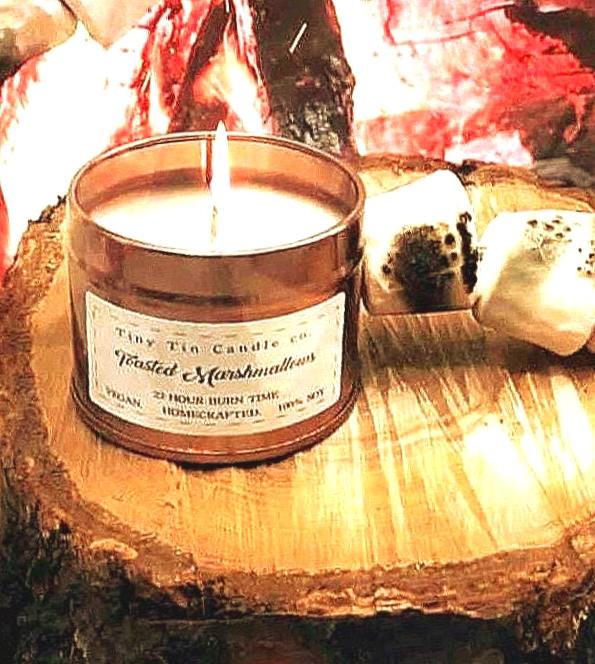 Toasted Marshmallow Candle - 100ml Tin | Sweet & Cozy Scent | Handmade Soy Candle | Perfect Christmas Gift