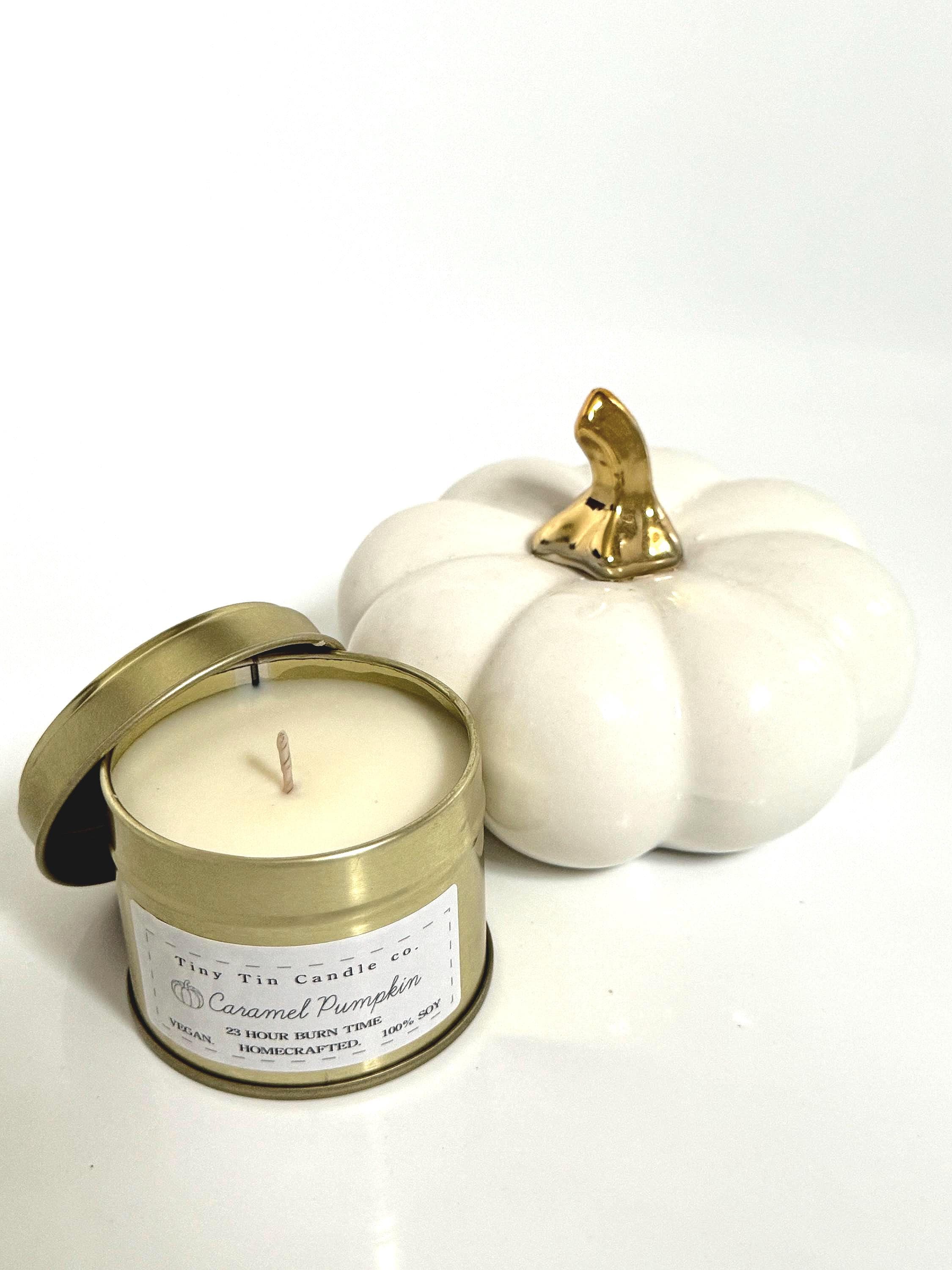 Caramel Pumpkin Candle - 100ml Tin | Sweet & Autumnal Scent | Handmade Soy Candle | Perfect Gift