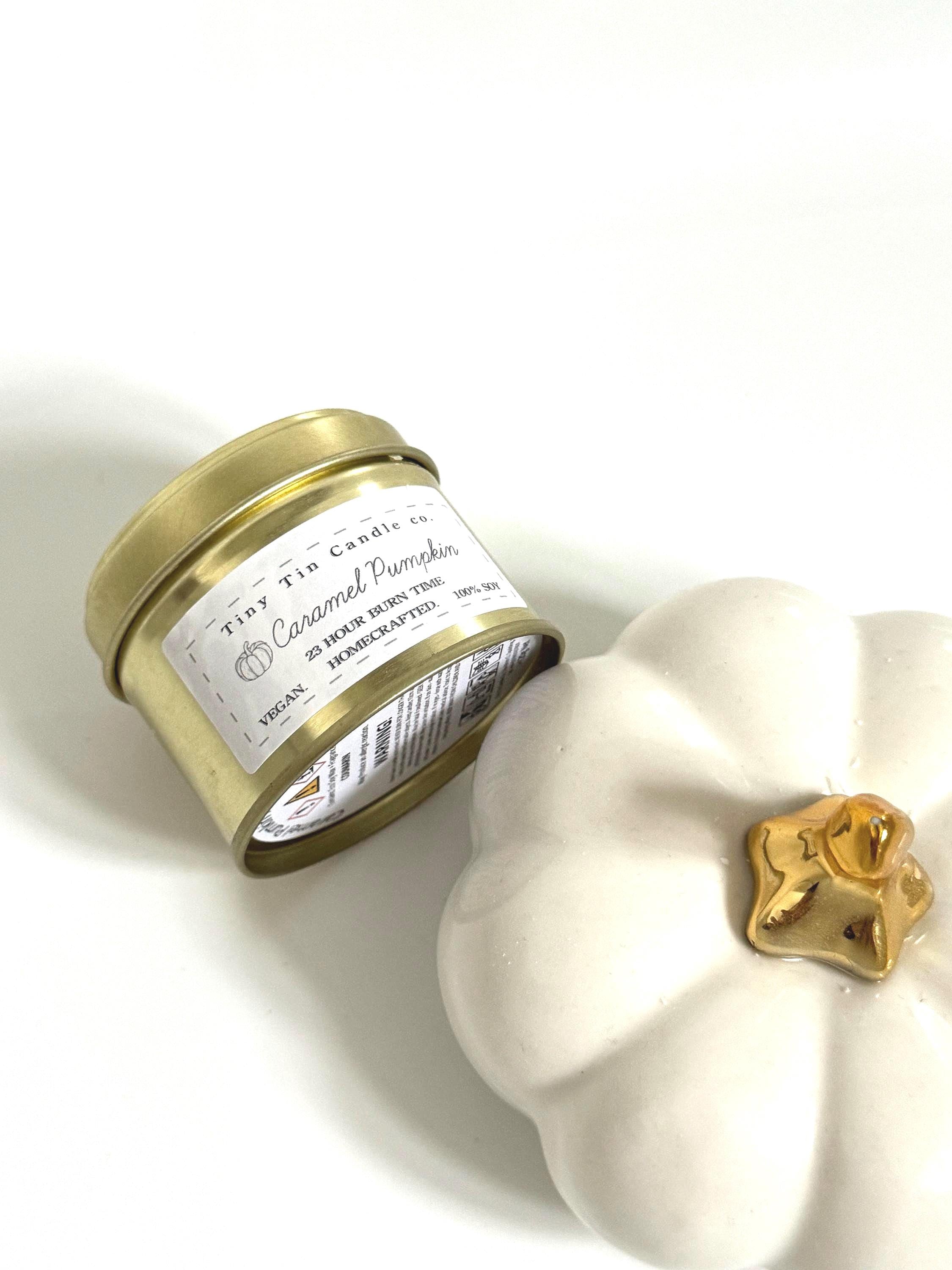 Caramel Pumpkin Candle - 100ml Tin | Sweet & Autumnal Scent | Handmade Soy Candle | Perfect Gift