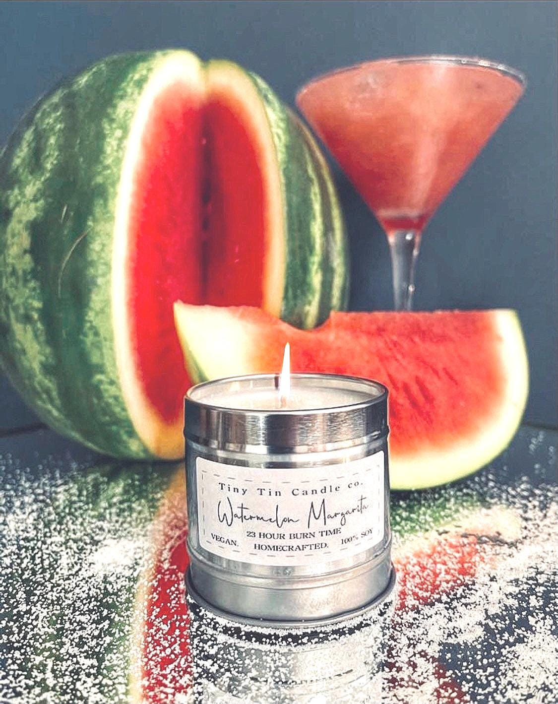 Watermelon Margarita Candle - 100ml Tin | Fresh & Fruity Scent | Handmade Soy Candle | Perfect Christmas Gift