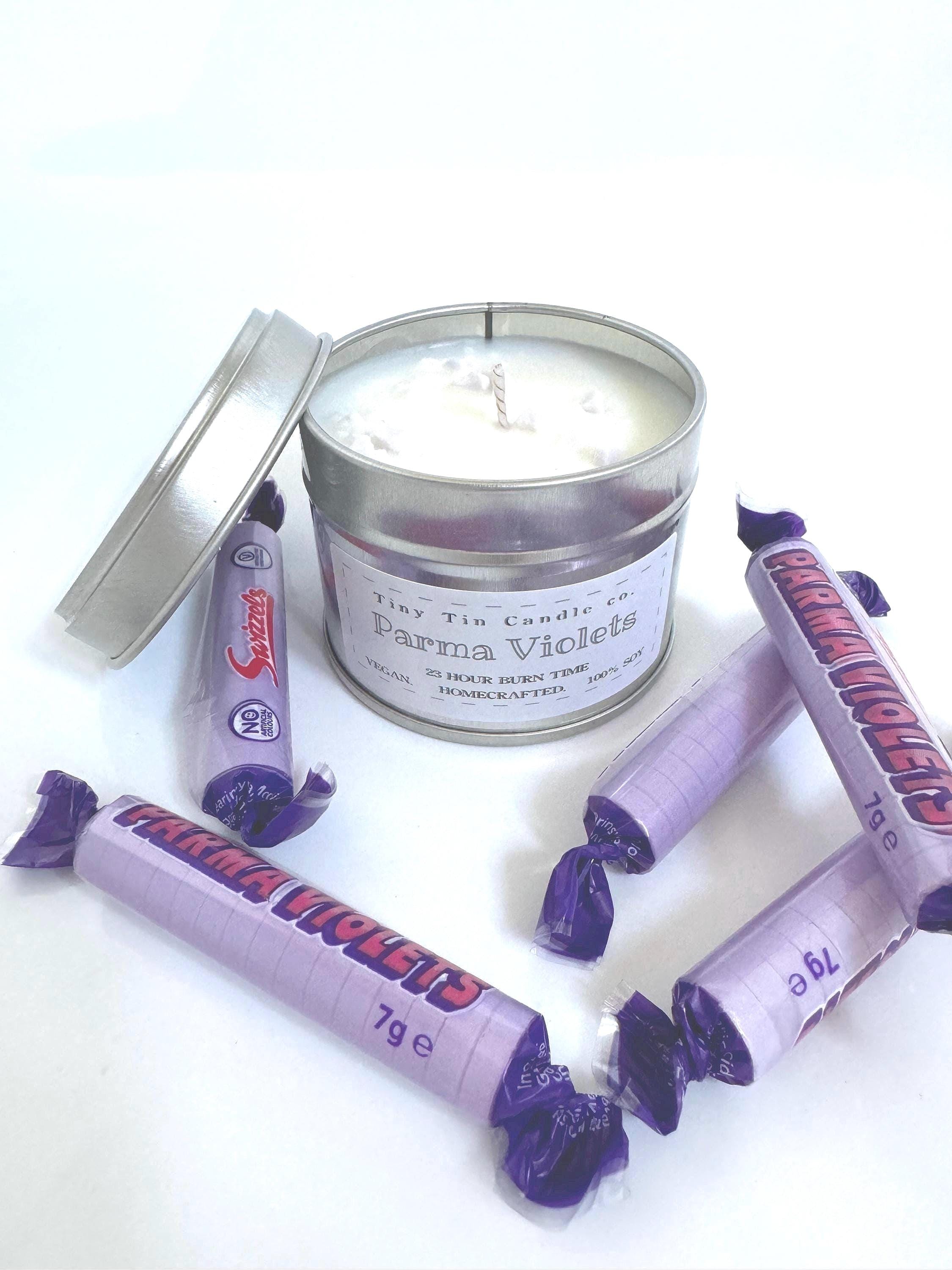 Parma Violets Candle - 100ml Tin | Sweet & Floral Scent | Handmade Soy Candle | Perfect Christmas Gift