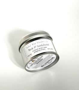 Musk and Sandalwood Candle - 100ml Tin | Masculine & Earthy Scent | Handmade Soy Candle | Perfect Christmas Gift