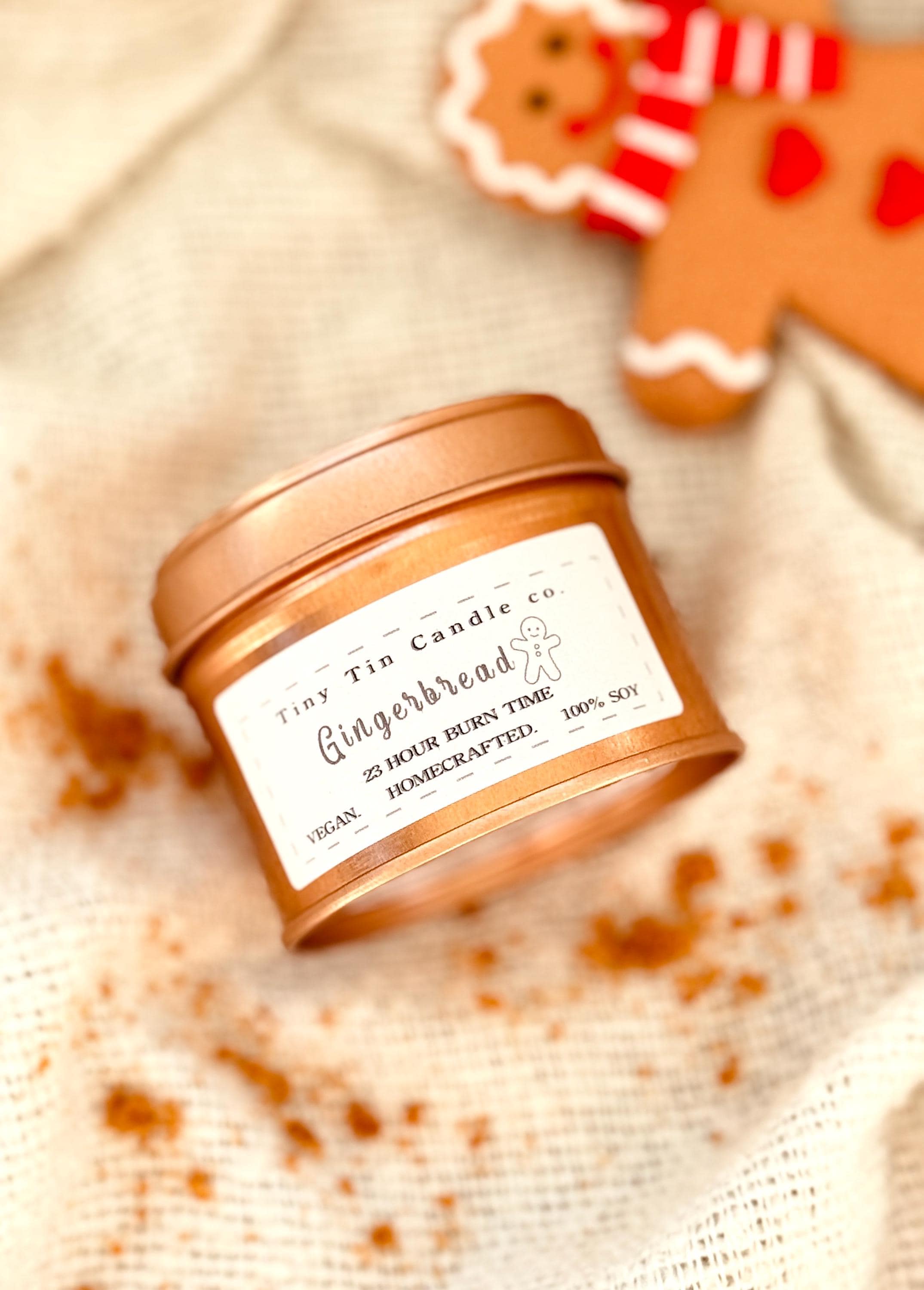Gingerbread Soy Wax Candle - 100ml Tin | Christmas Scent | Long-Lasting, Vegan-Friendly Handmade Candle | Holiday Gift