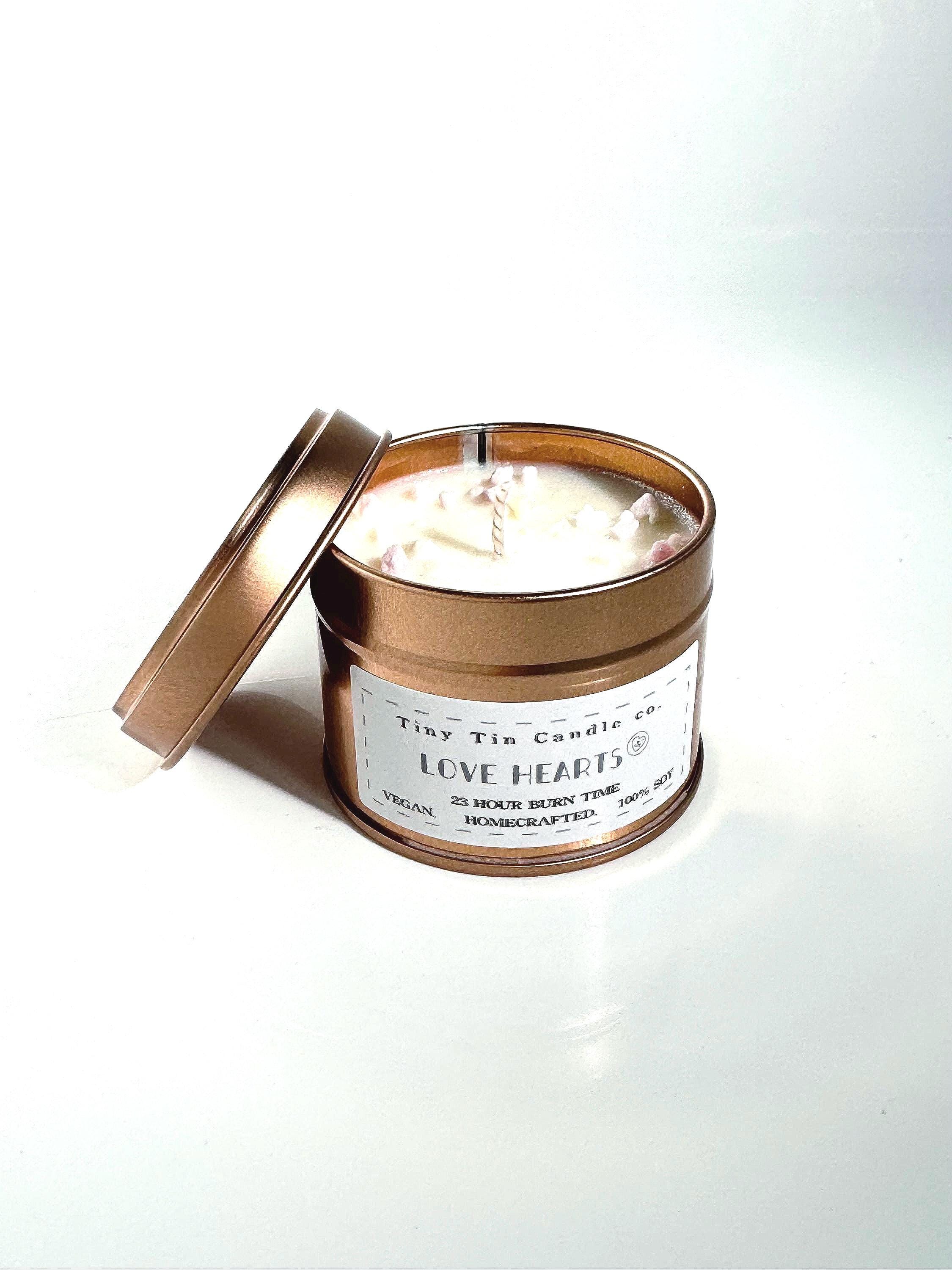 Love Hearts Candle - 100ml Tin | Sweet & Fruity Scent | Handmade Soy Candle | Perfect Gift