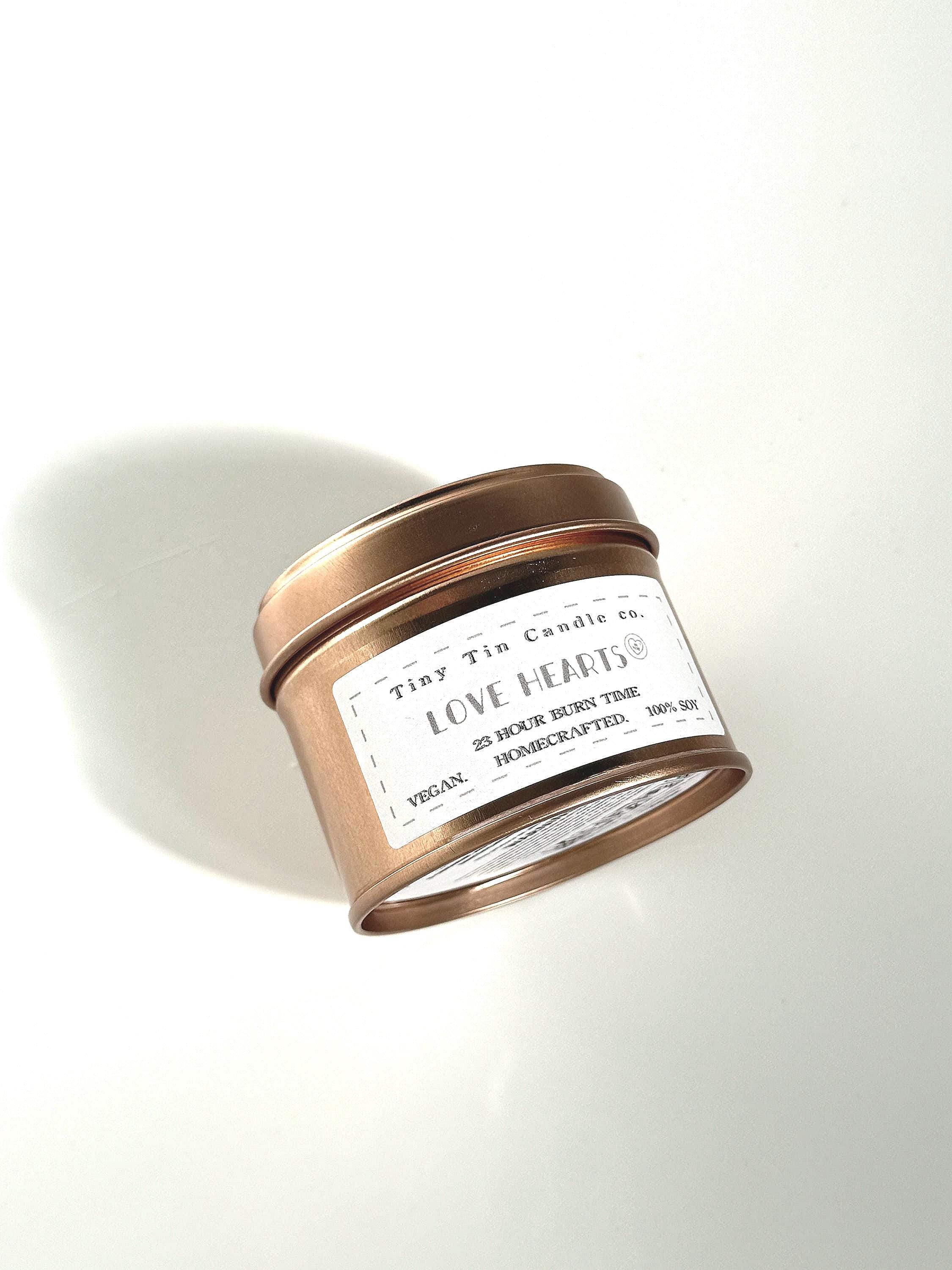 Love Hearts Candle - 100ml Tin | Sweet & Fruity Scent | Handmade Soy Candle | Perfect Gift