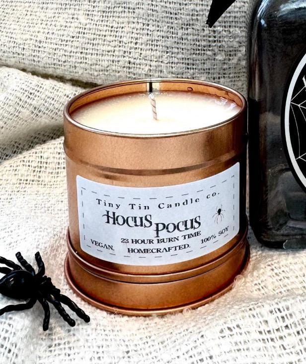 Hocus Pocus Candle - 100ml Tin | Rich & Spicy Halloween Scent | Handmade Soy Candle | Perfect Halloween Gift
