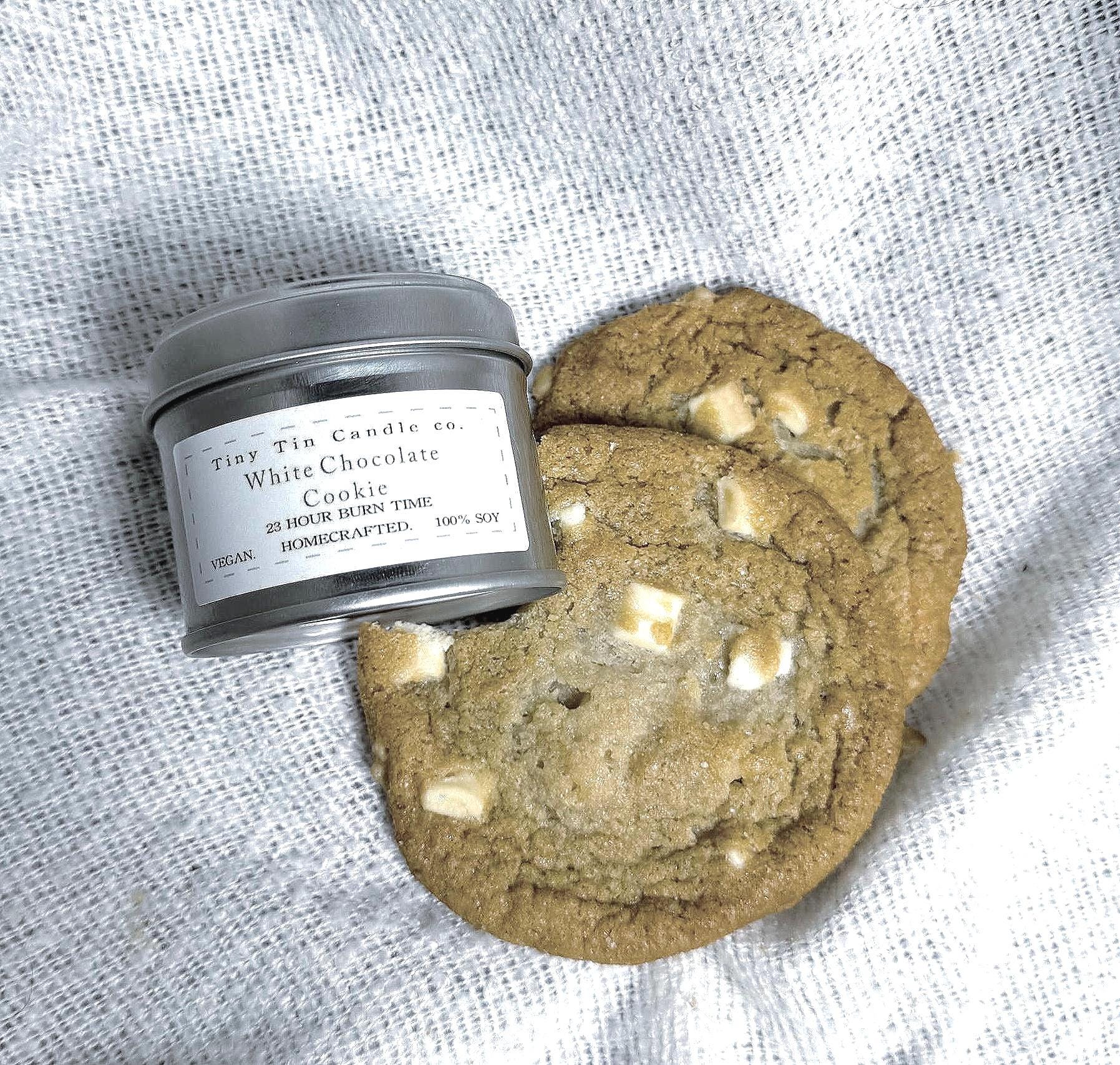White Chocolate Cookie Candle - 100ml Tin | Sweet & Comforting Scent | Handmade Soy Christmas Candle | Perfect Christmas Gift