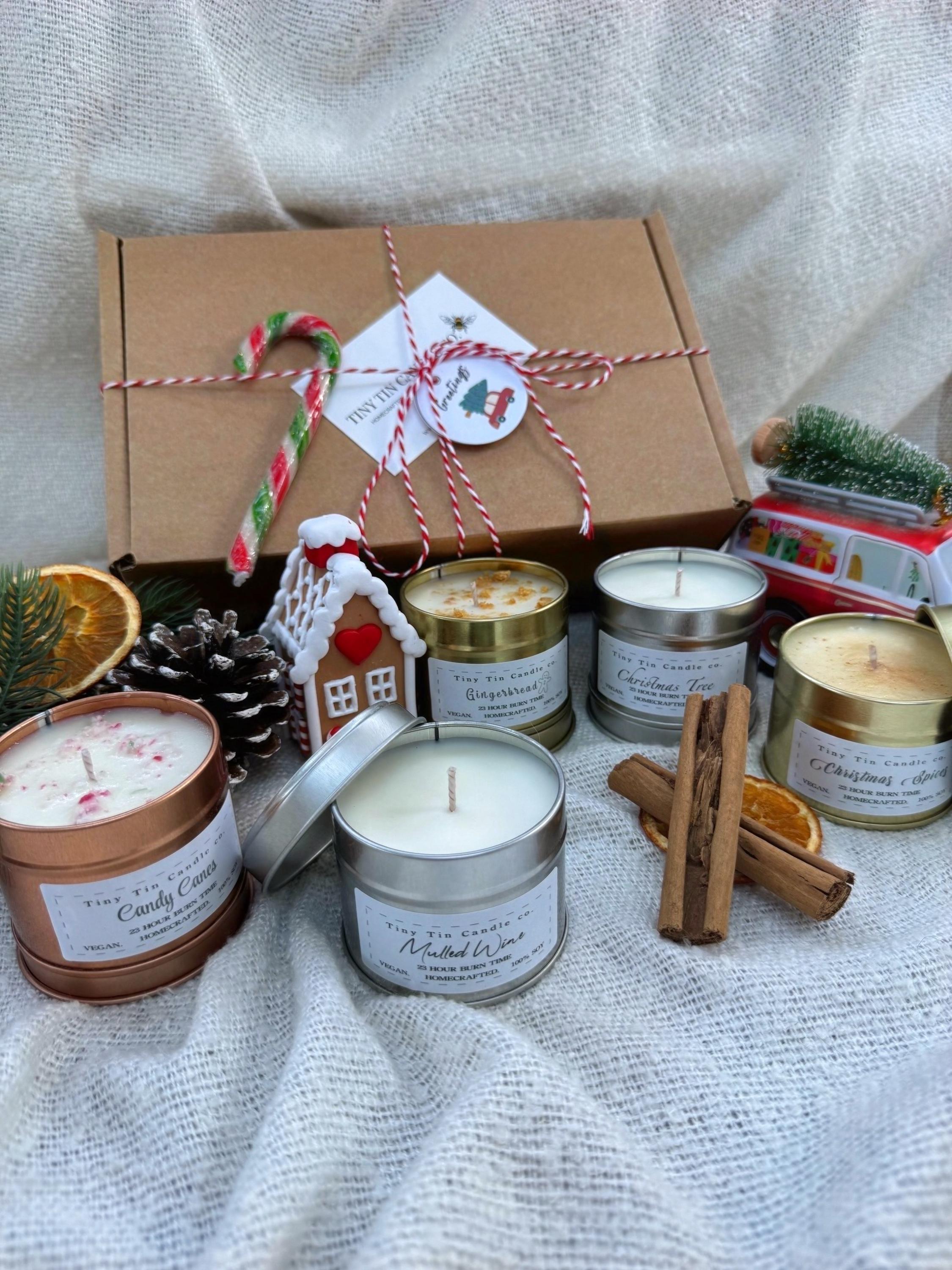 5 Christmas Candle Gift Set | Soy Candles in Festive Scents | Holiday Gift Hamper | Vegan & Hand-Poured Candles | Perfect Christmas Gift