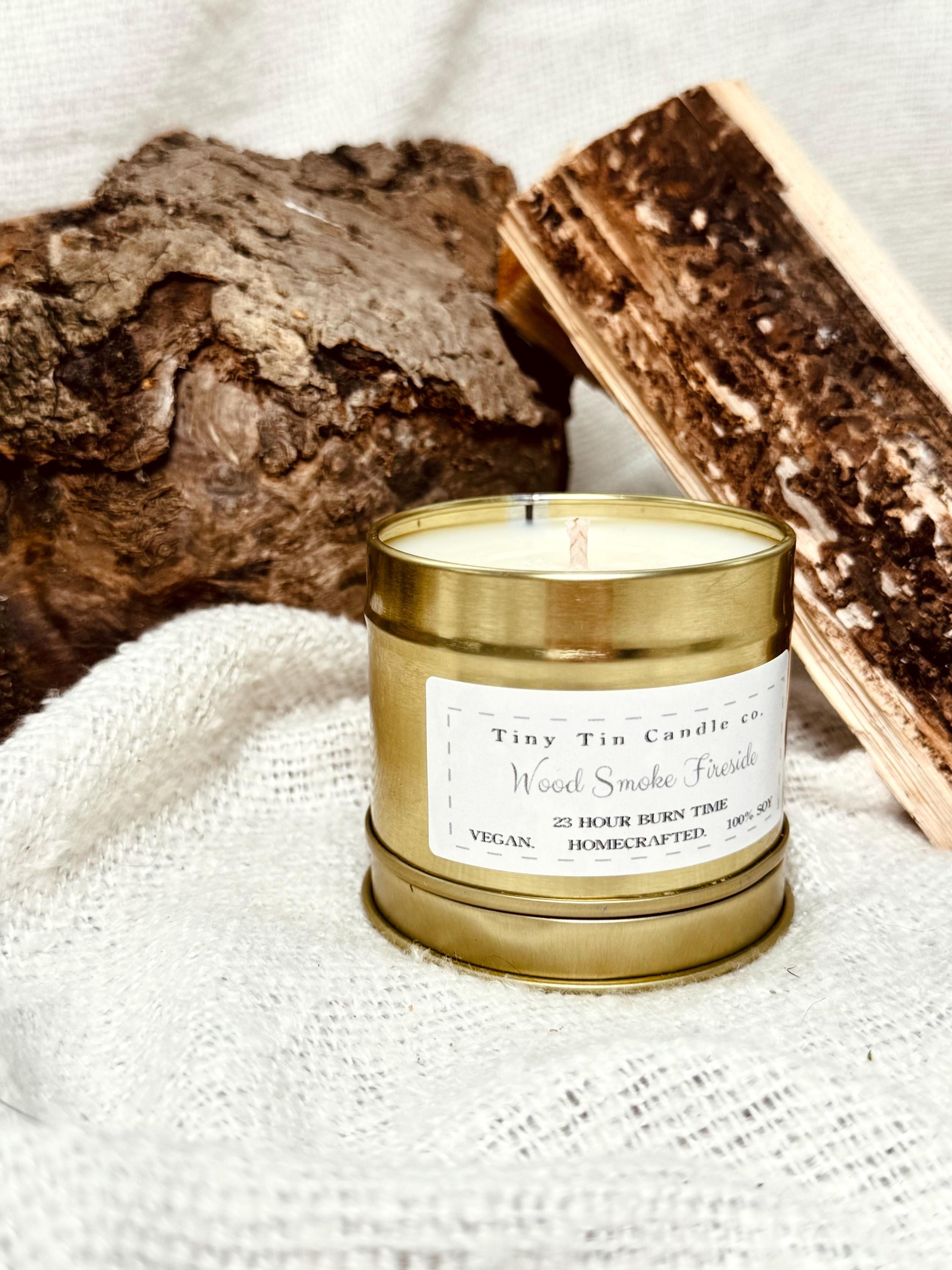 Woodsmoke Candle - 100ml Tin | Smoky & Sensuous Scent | Handmade Soy Candle | Perfect Christmas Gift