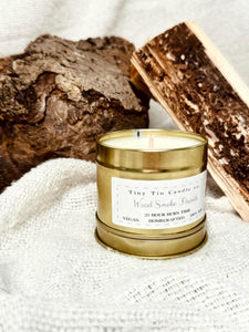 Woodsmoke Candle - 100ml Tin | Smoky & Sensuous Scent | Handmade Soy Candle | Perfect Christmas Gift