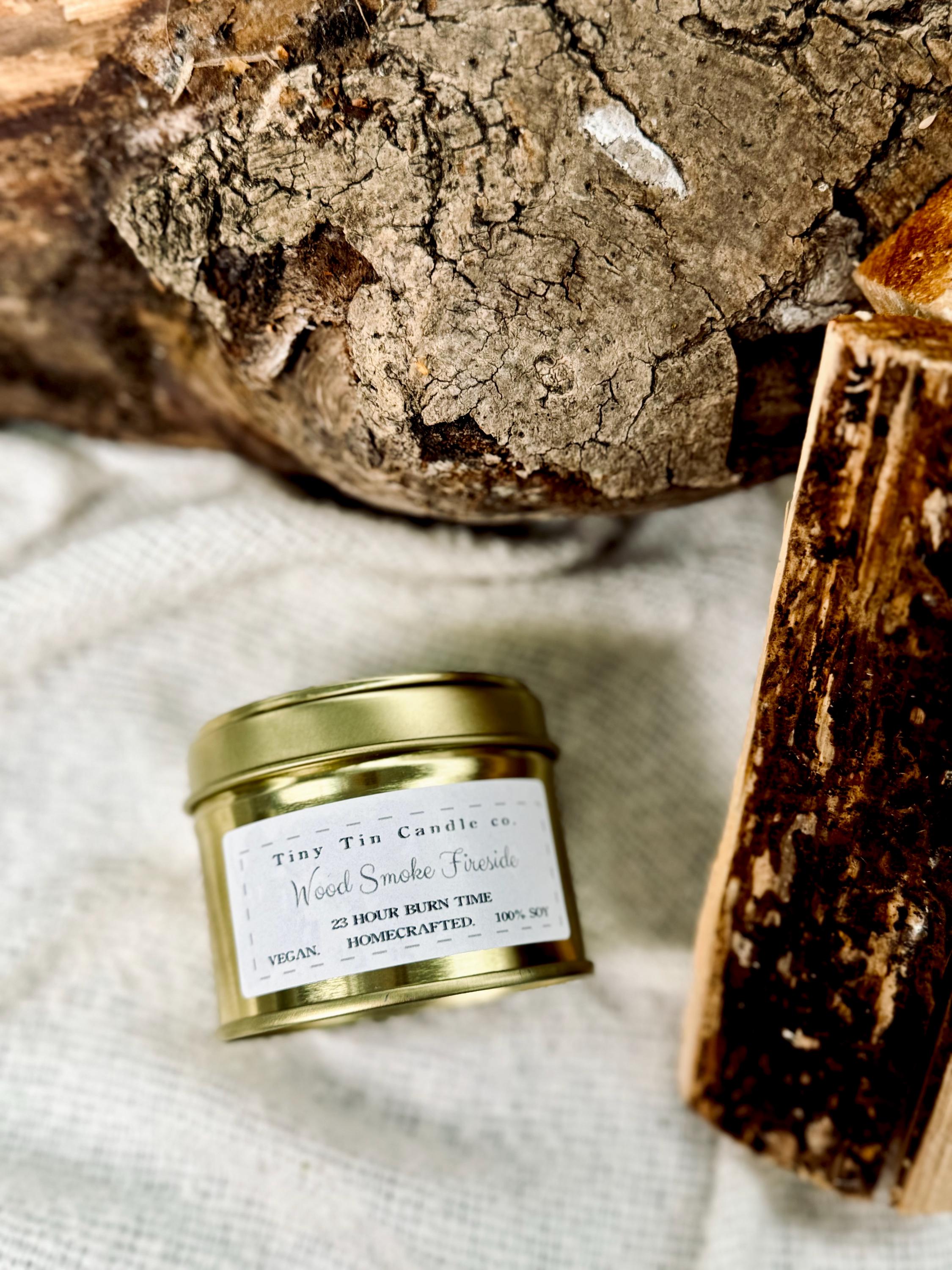 Woodsmoke Candle - 100ml Tin | Smoky & Sensuous Scent | Handmade Soy Candle | Perfect Christmas Gift