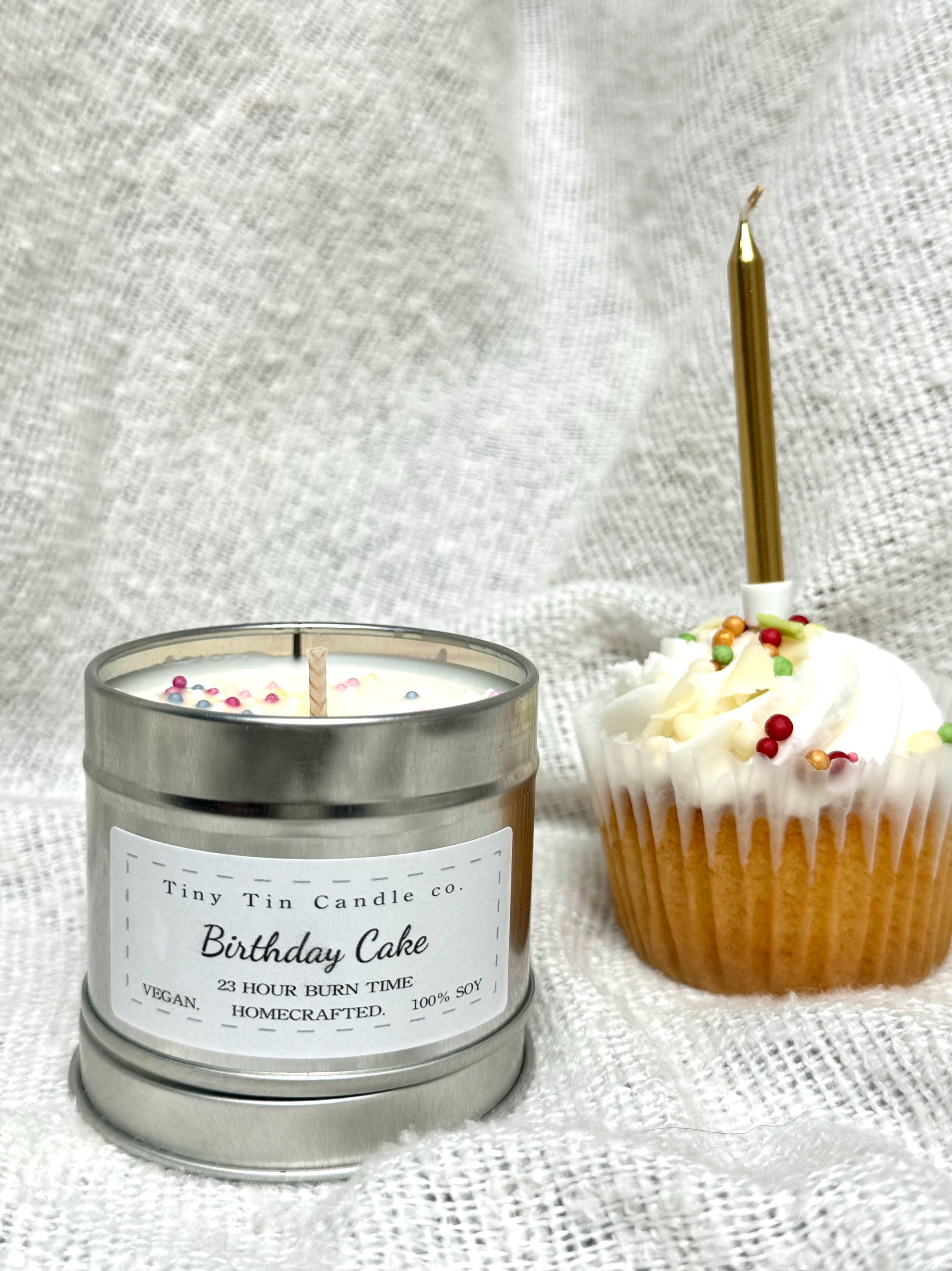Birthday Cake Candle - 100ml Tin | Sweet & Joyful Scent | Handmade Soy Candle | Perfect Birthday Gift