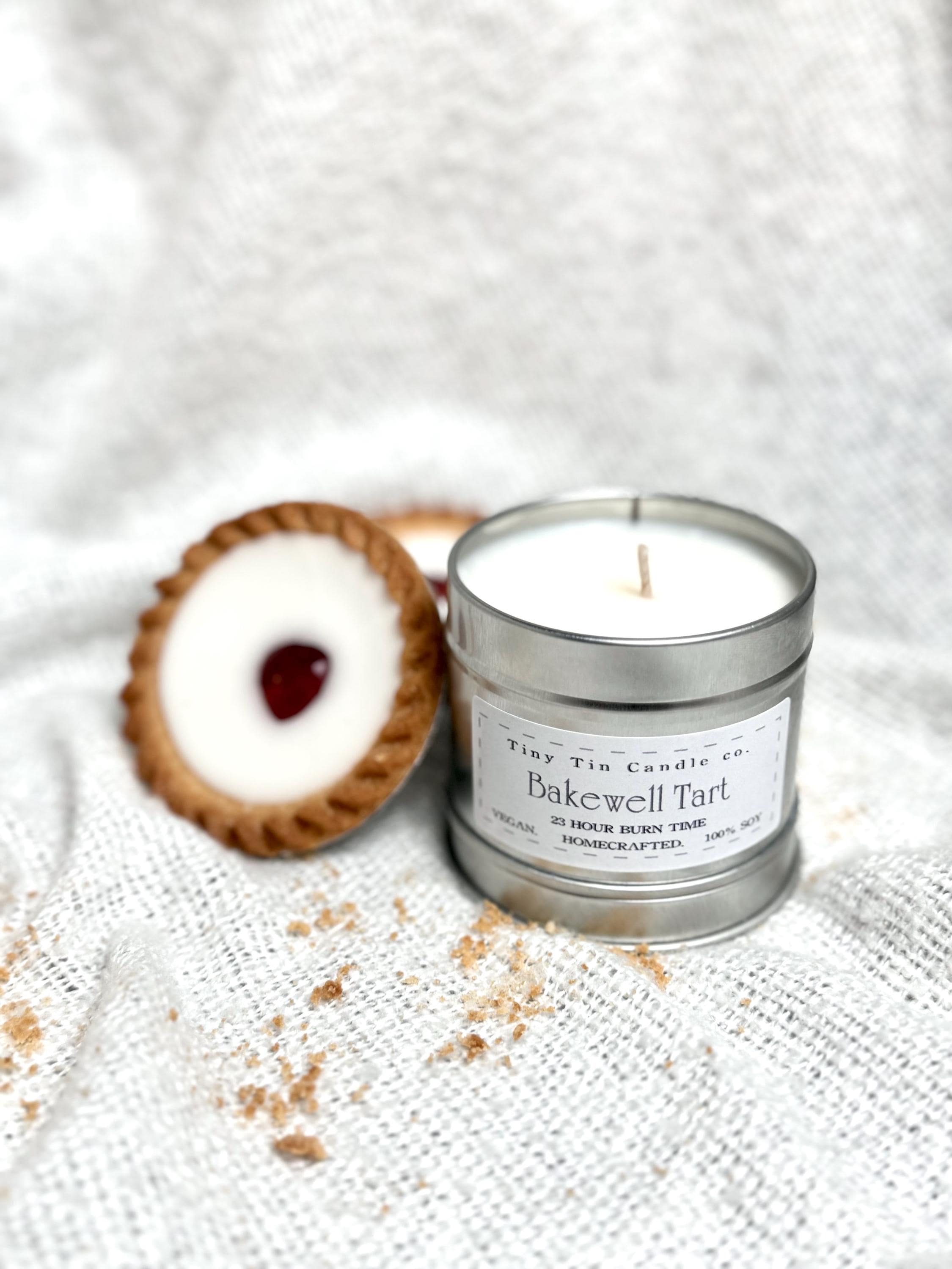 Bakewell Tart Candle - 100ml Tin | Sweet & Dessert-Inspired Candles | Handmade Soy Candle | Perfect Christmas Gift