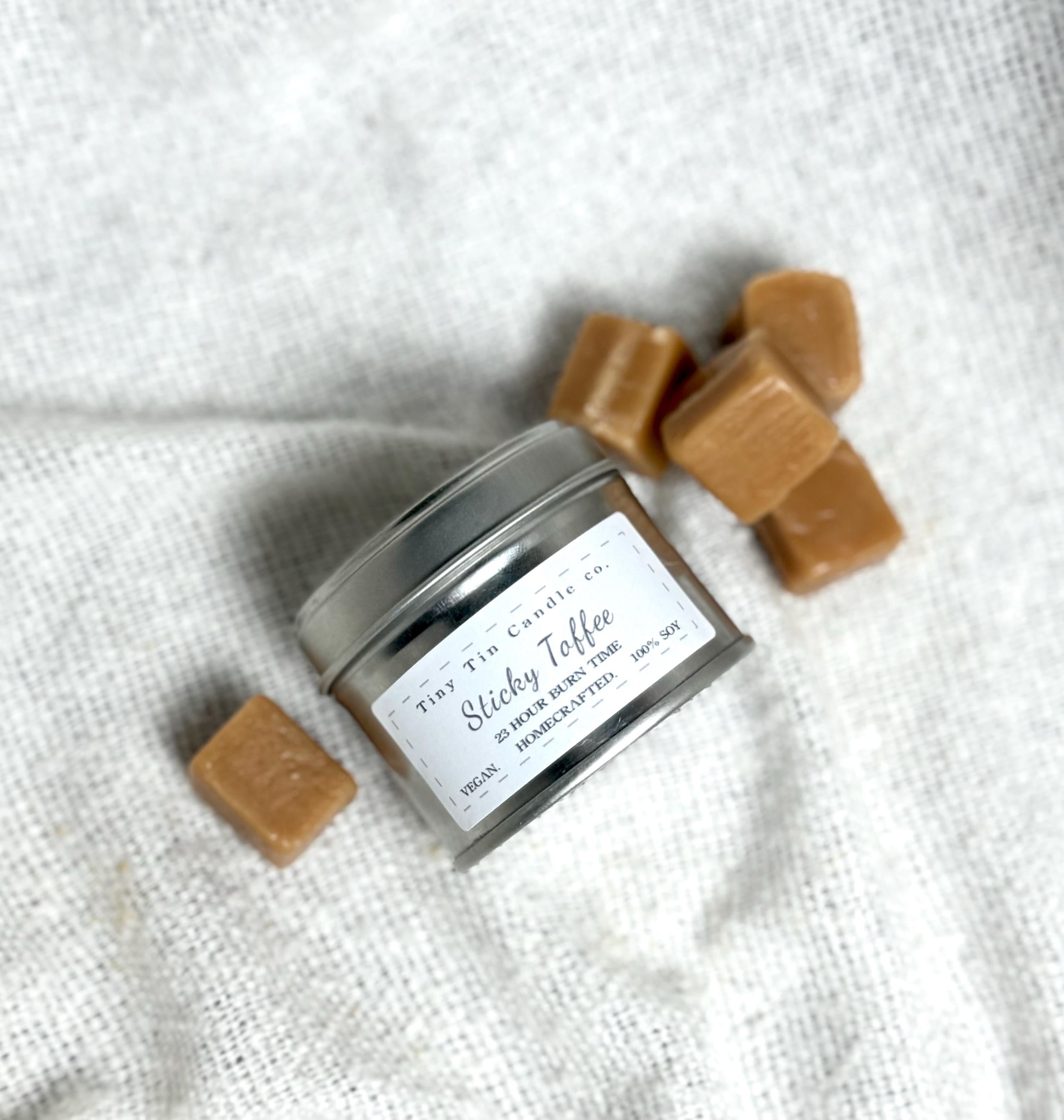 Sticky Toffee Pudding Candle - 100ml Tin | Sweet Dessert Scent | Handmade Soy Candle | Christmas Gift | Stocking Filler