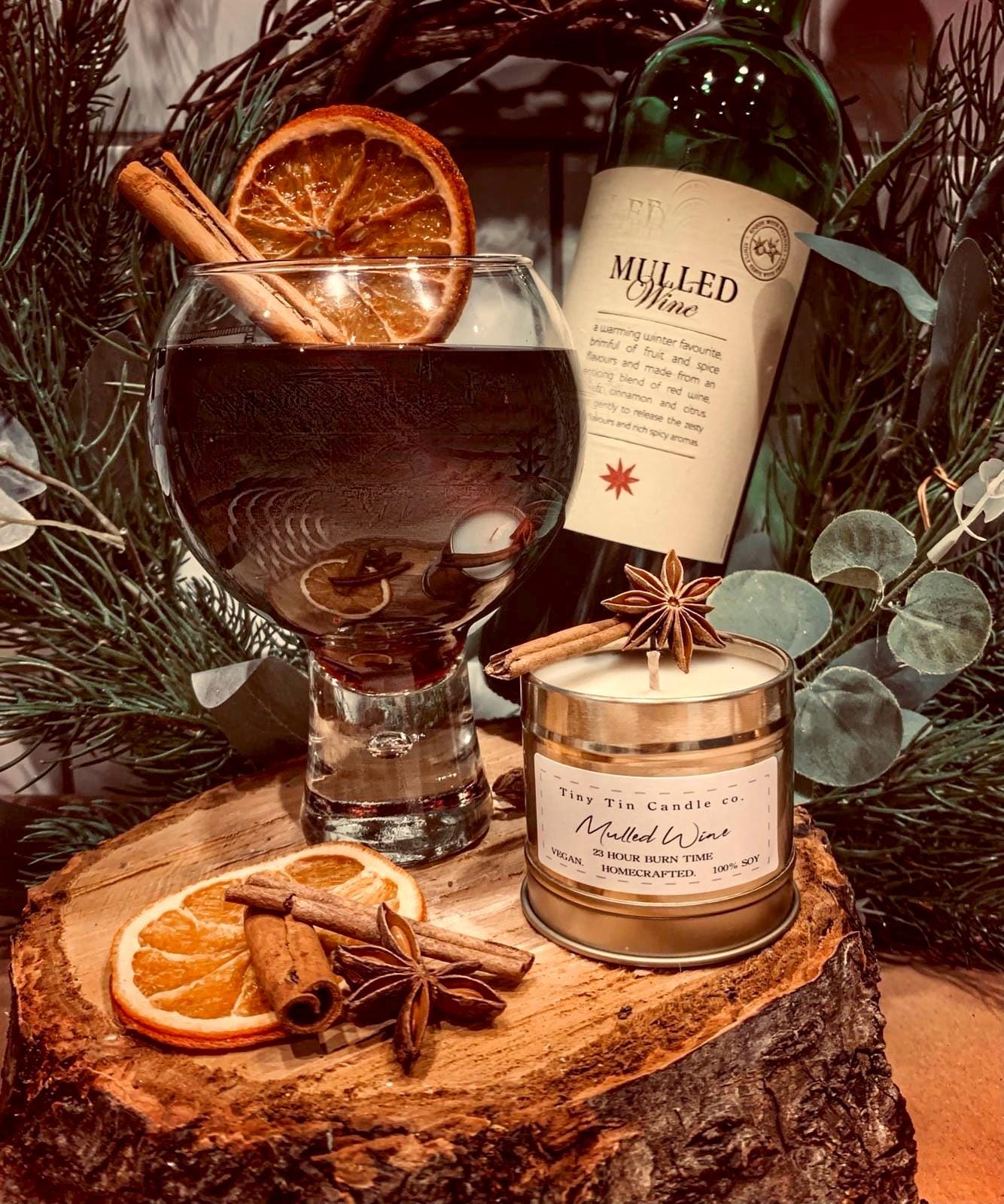 Mulled Wine Soy Wax Candle - 100ml Tin | Christmas Candle | Long-Lasting, Vegan-Friendly Handmade Candle | Christmas Gift