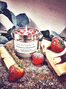 Strawberry Cheesecake Candle - 100ml Tin | Sweet & Creamy Scent | Handmade Soy Candle | Perfect Christmas Gift