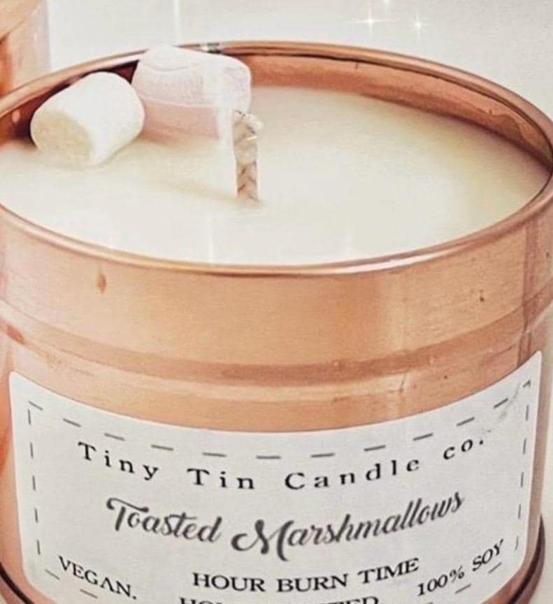 Toasted Marshmallow Candle - 100ml Tin | Sweet & Cozy Scent | Handmade Soy Candle | Perfect Christmas Gift