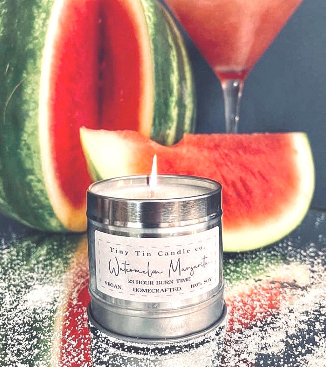 Watermelon Margarita Candle - 100ml Tin | Fresh & Fruity Scent | Handmade Soy Candle | Perfect Christmas Gift