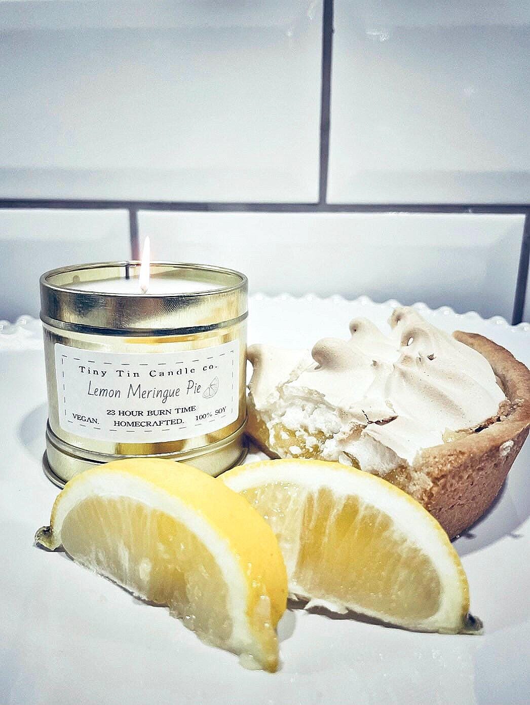 Lemon Meringue Pie Candle - 100ml Tin | Sweet & Citrusy Scent | Handmade Soy Candle | Perfect Summer or Christmas Gift