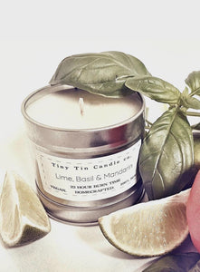 Lime, Basil and Mandarin Candle  100ml Tin | Fresh & Citrusy Scent | Handmade Soy Candle | Perfect Christmas Gift