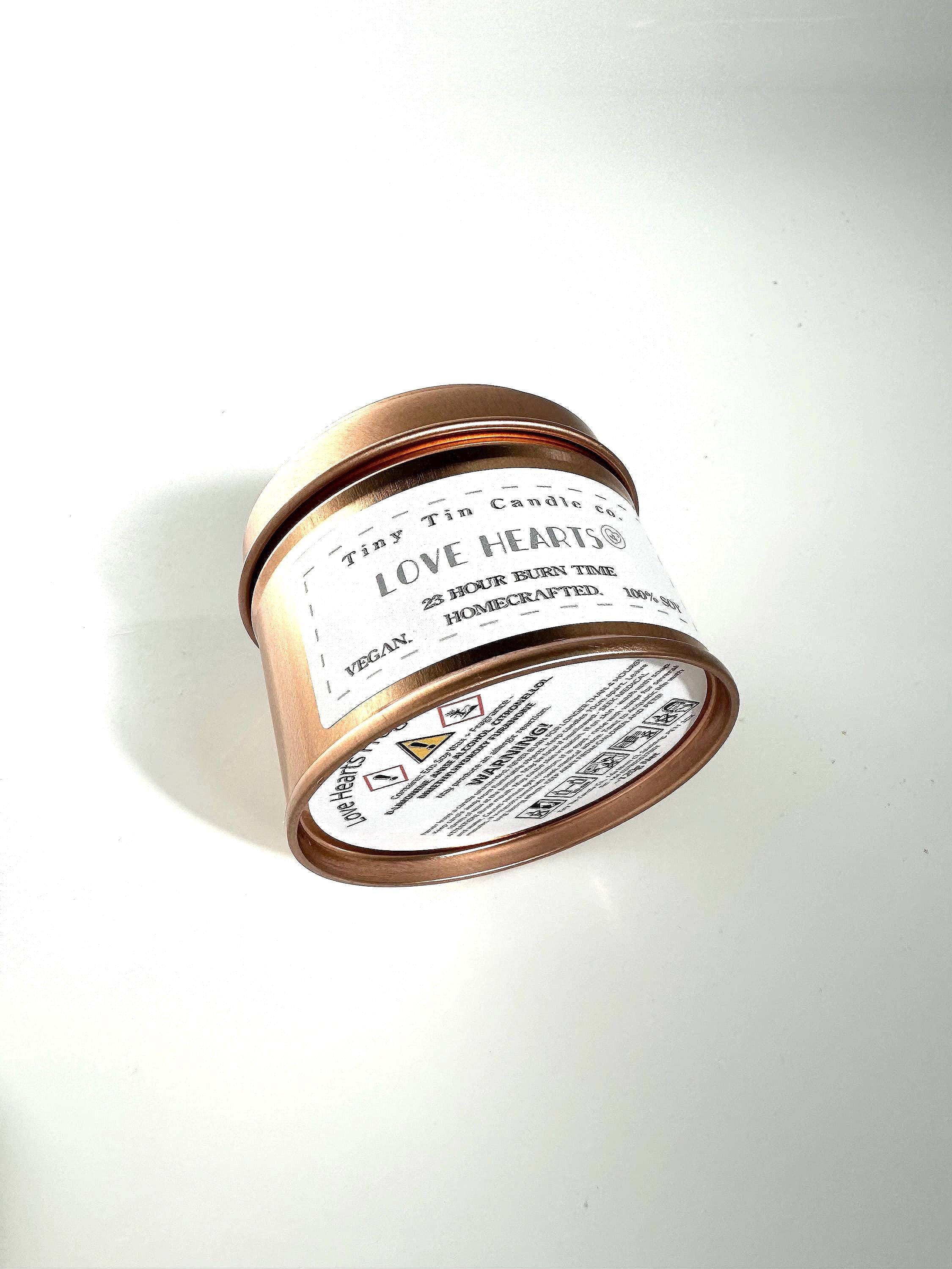 Love Hearts Candle - 100ml Tin | Sweet & Fruity Scent | Handmade Soy Candle | Perfect Gift