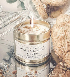White Chocolate Cookie Candle - 100ml Tin | Sweet & Comforting Scent | Handmade Soy Christmas Candle | Perfect Christmas Gift