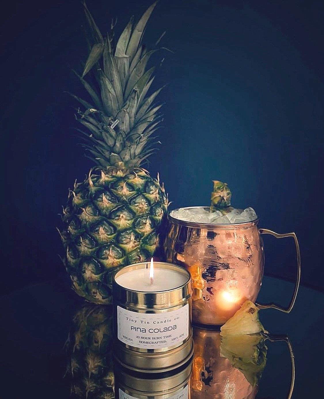 Pina Colada Candle - 100ml Tin | Sweet & Tropical Scent | Handmade Soy Candle | Perfect Christmas Gift