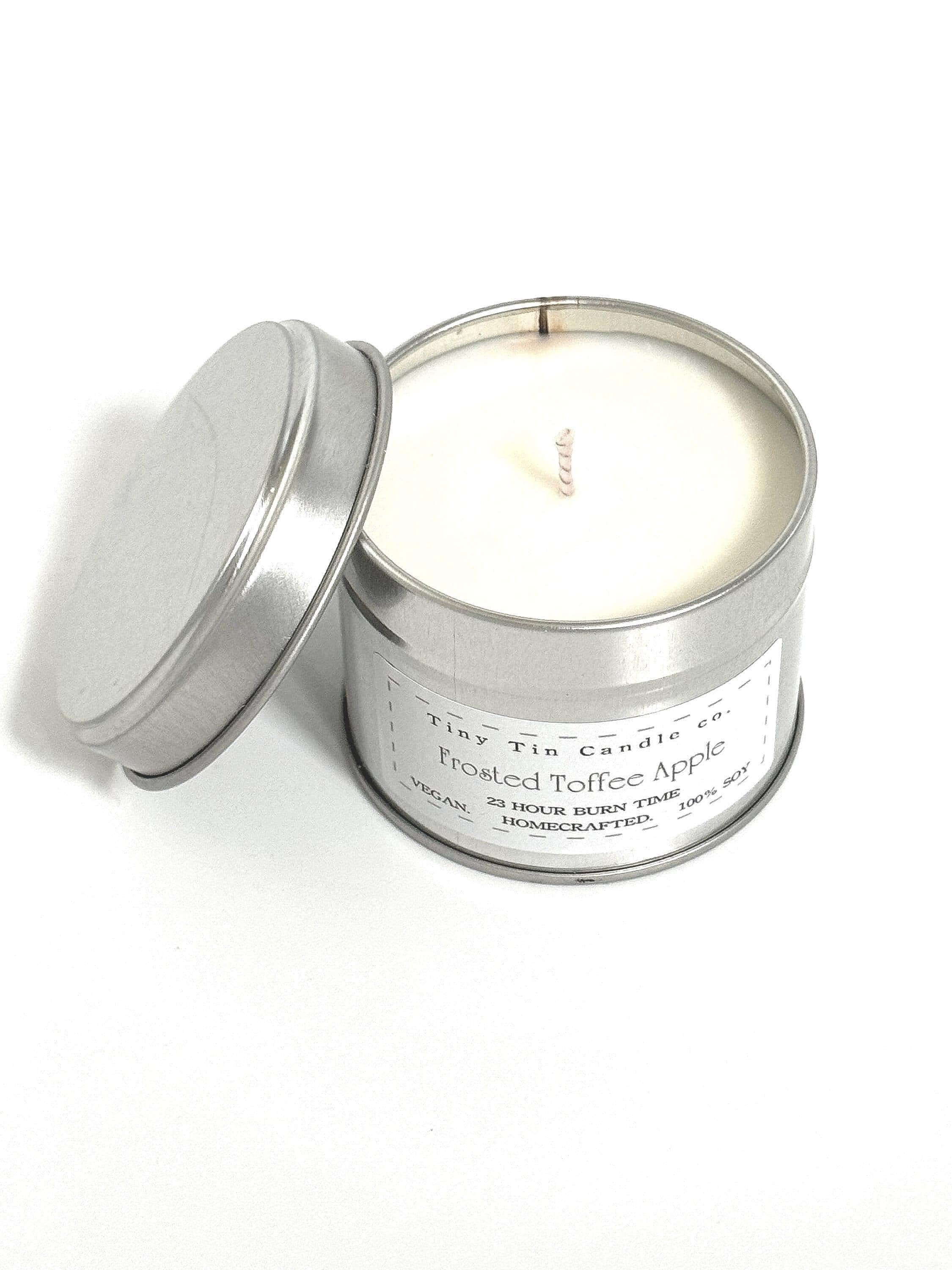 Frosted Toffee Apple Candle - 100ml Tin | Sweet Dessert Scent | Handmade Soy Candle | Perfect Gift |  Stocking Filler