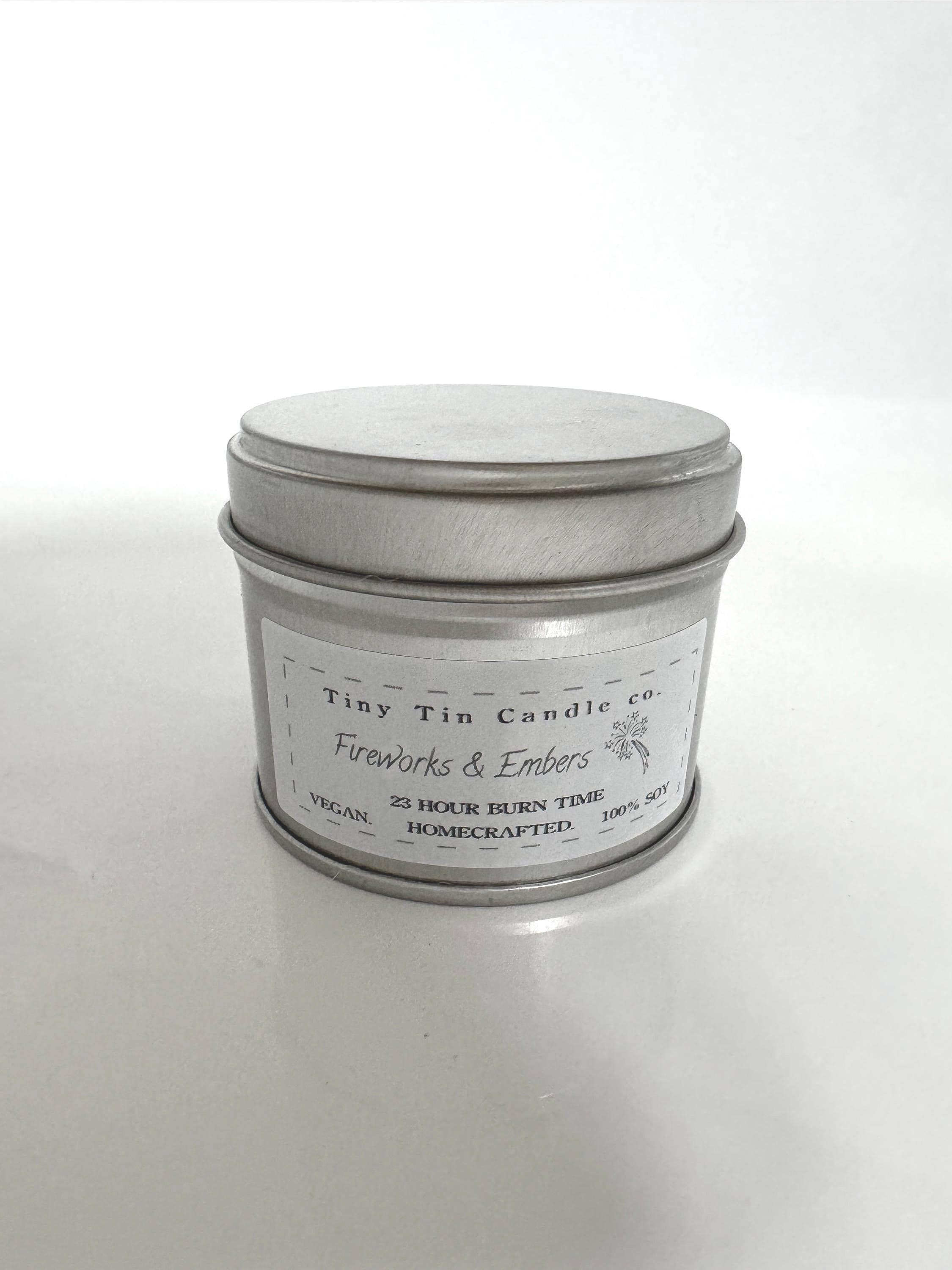 Fireworks & Embers Soy Candle - 100ml Tin | Bonfire Night Scent | Vegan-Friendly Handmade Candle