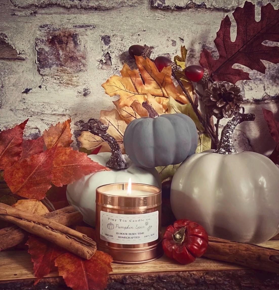 Pumpkin Spice Candle | 100ml Soy Wax Tin | Autumn Scent | Vegan & Eco-Friendly Gift Idea for Home Decor