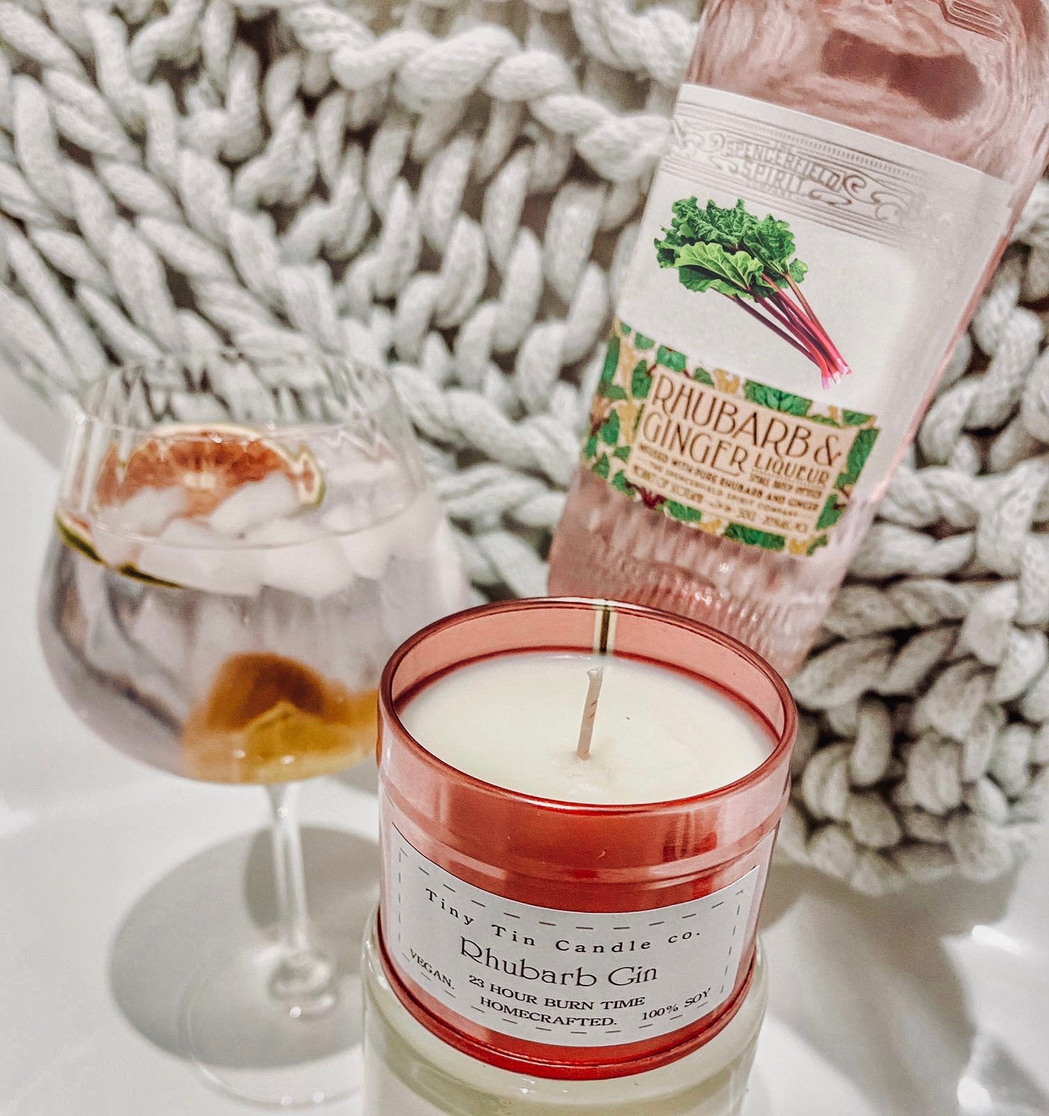 Soy Tin Candle Rhubarb Gin 100ml Perfect Gift