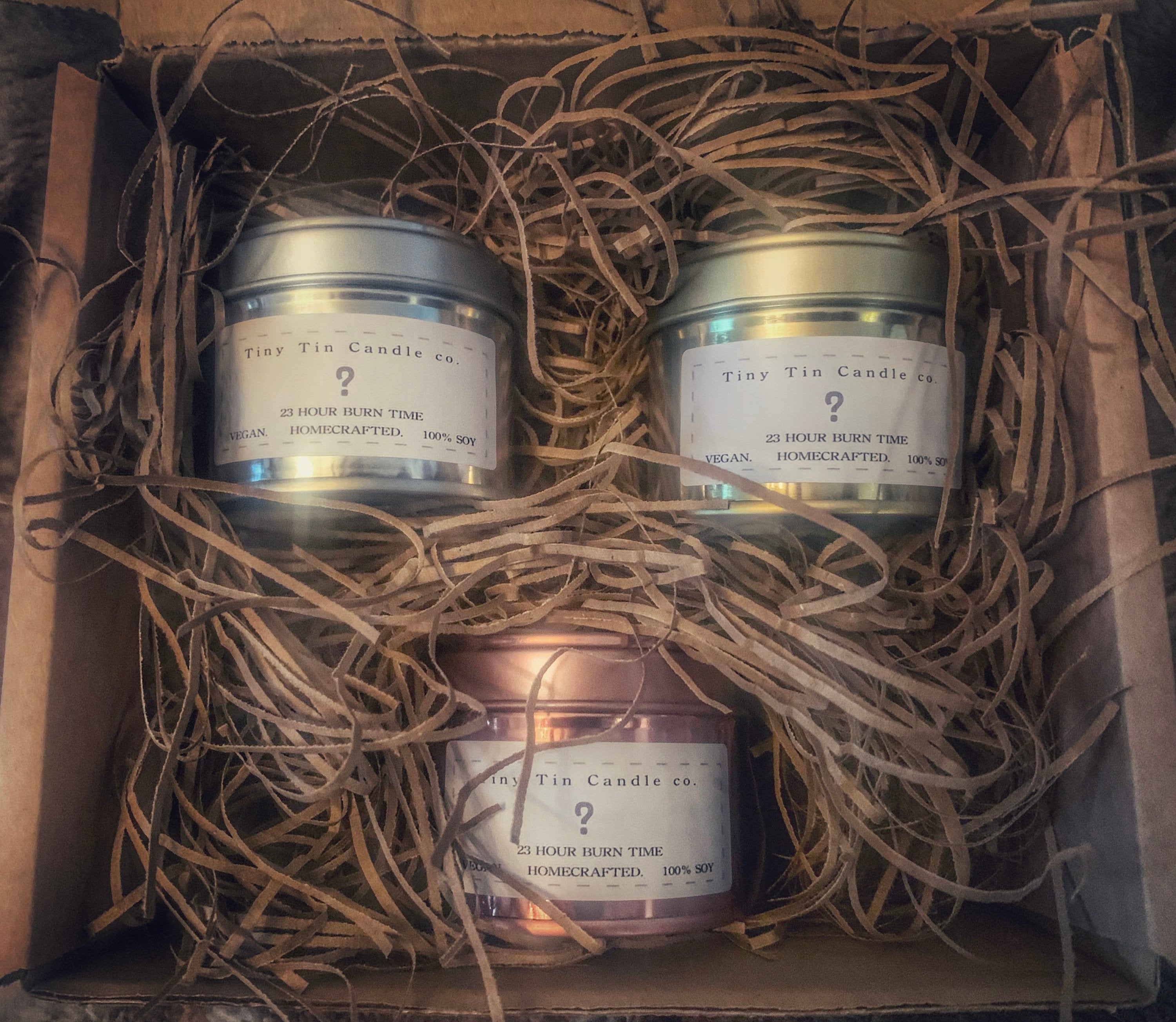 Pick & Mix Homemade Candle Hamper 3x Tin Candles of your choice